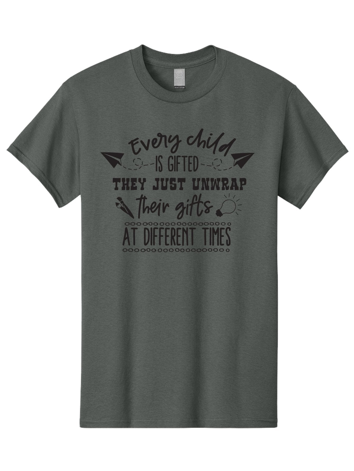 Every-Child-Is-Gifted Men'S Graphic Tee, 100% Cotton, Comfortable Casual Summer Wear, Machine Washable, Inspirational Quote, Motivational Message, Every Child Is Gifted, Different Learning Styles, Unique Abilities, Creativity, Individuality, Aac690 3