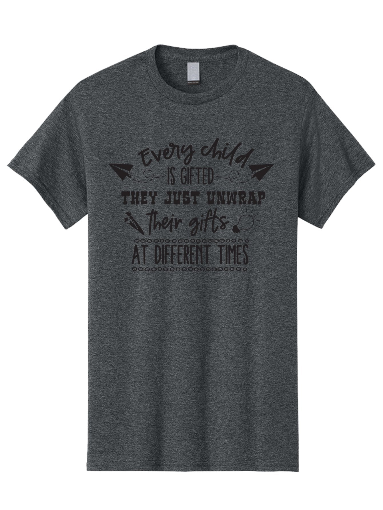 Every-Child-Is-Gifted Men'S Graphic Tee, 100% Cotton, Comfortable Casual Summer Wear, Machine Washable, Inspirational Quote, Motivational Message, Every Child Is Gifted, Different Learning Styles, Unique Abilities, Creativity, Individuality, Aac690 15