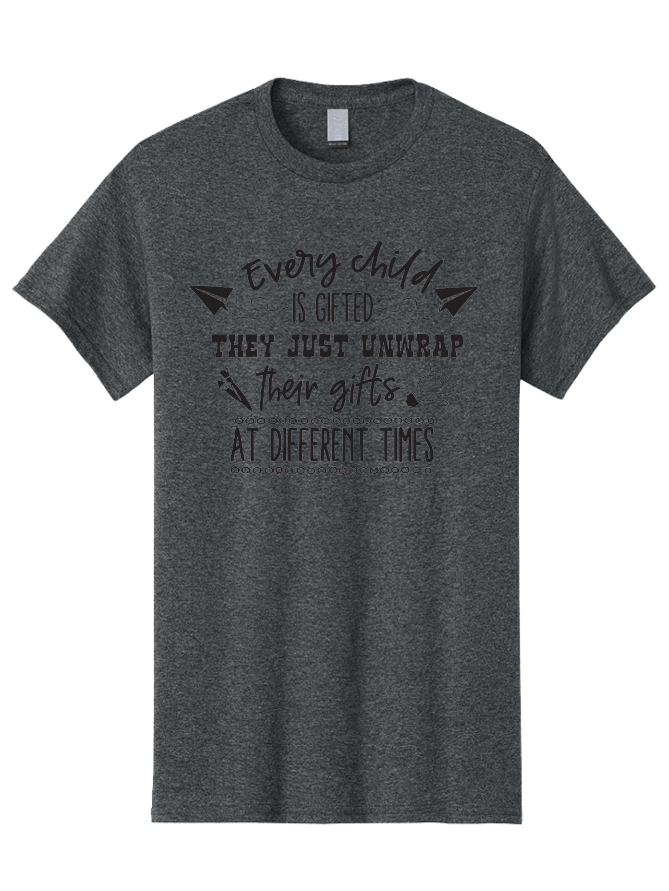 Every-Child-Is-Gifted Men'S Graphic Tee, 100% Cotton, Comfortable Casual Summer Wear, Machine Washable, Inspirational Quote, Motivational Message, Every Child Is Gifted, Different Learning Styles, Unique Abilities, Creativity, Individuality, Aac690