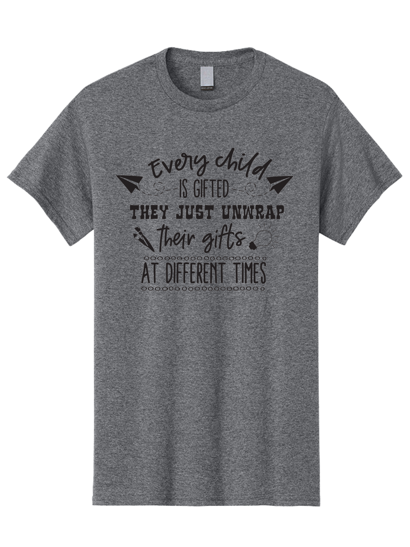 Every-Child-Is-Gifted Men'S Graphic Tee, 100% Cotton, Comfortable Casual Summer Wear, Machine Washable, Inspirational Quote, Motivational Message, Every Child Is Gifted, Different Learning Styles, Unique Abilities, Creativity, Individuality, Aac690 21