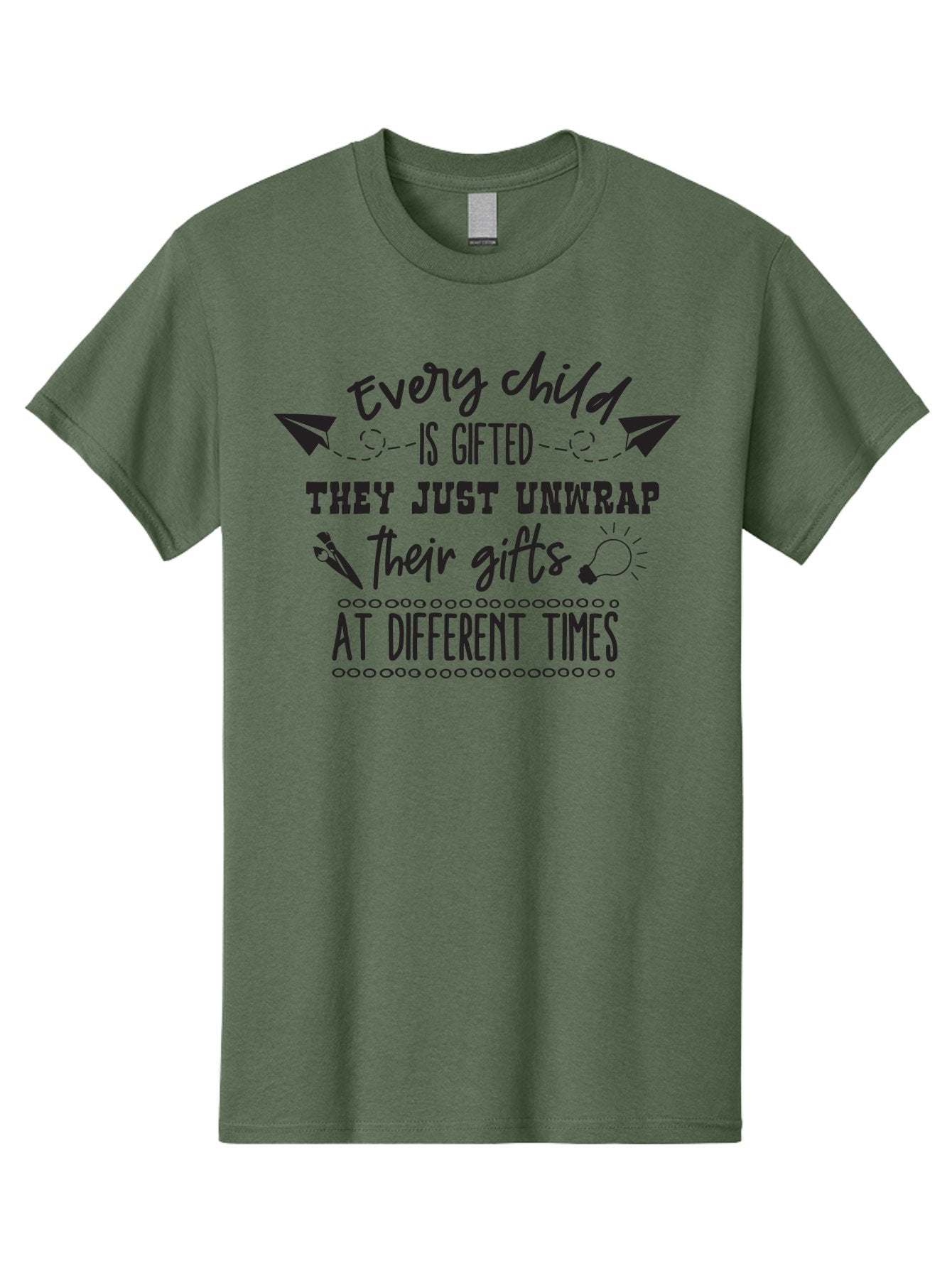 Every-Child-Is-Gifted Men'S Graphic Tee, 100% Cotton, Comfortable Casual Summer Wear, Machine Washable, Inspirational Quote, Motivational Message, Every Child Is Gifted, Different Learning Styles, Unique Abilities, Creativity, Individuality, Aac690 14