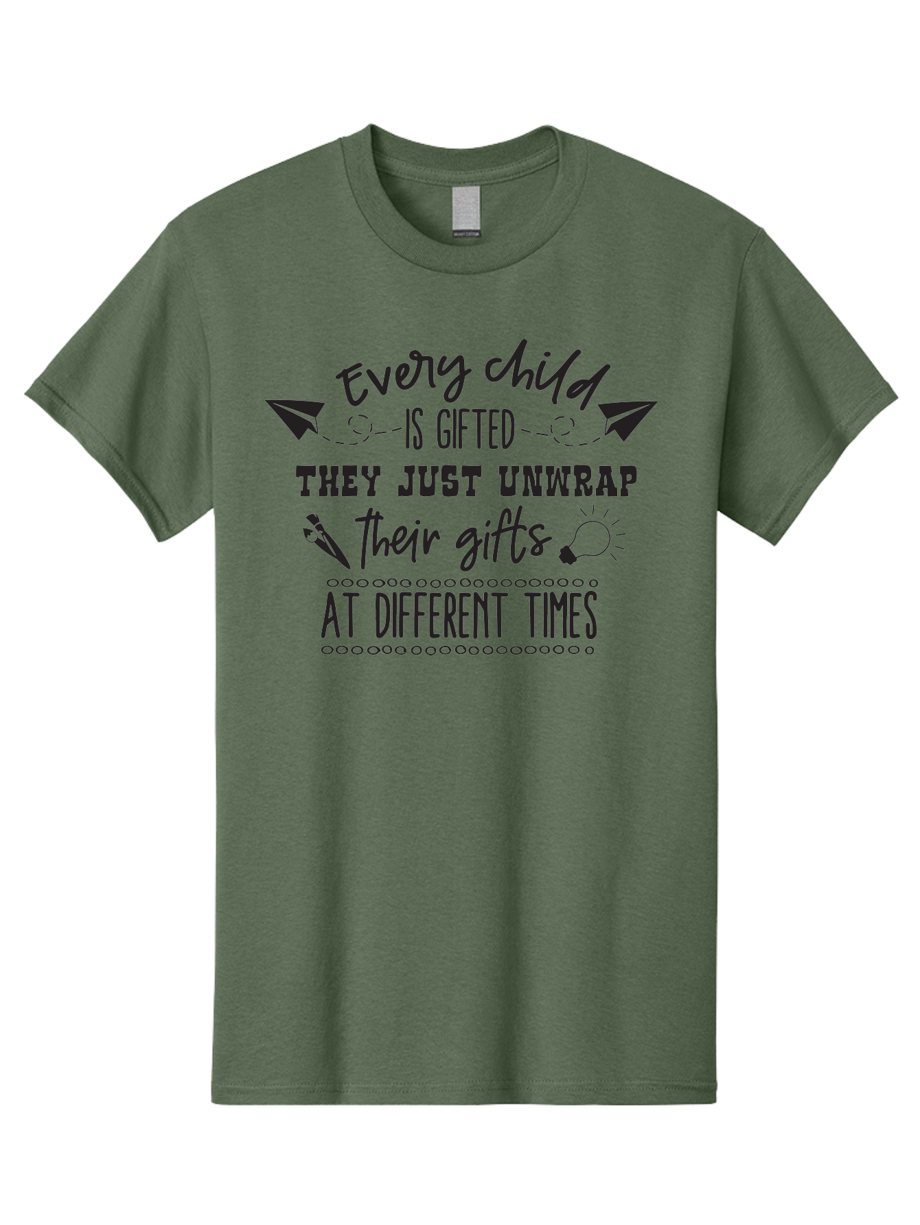 Every-Child-Is-Gifted Men'S Graphic Tee, 100% Cotton, Comfortable Casual Summer Wear, Machine Washable, Inspirational Quote, Motivational Message, Every Child Is Gifted, Different Learning Styles, Unique Abilities, Creativity, Individuality, Aac690 3