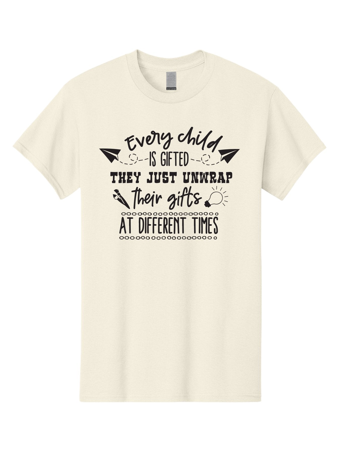 Every-Child-Is-Gifted Men'S Graphic Tee, 100% Cotton, Comfortable Casual Summer Wear, Machine Washable, Inspirational Quote, Motivational Message, Every Child Is Gifted, Different Learning Styles, Unique Abilities, Creativity, Individuality, Aac690 11