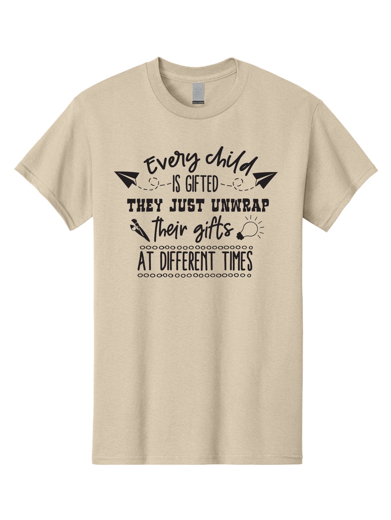 Every-Child-Is-Gifted Men'S Graphic Tee, 100% Cotton, Comfortable Casual Summer Wear, Machine Washable, Inspirational Quote, Motivational Message, Every Child Is Gifted, Different Learning Styles, Unique Abilities, Creativity, Individuality, Aac690 7