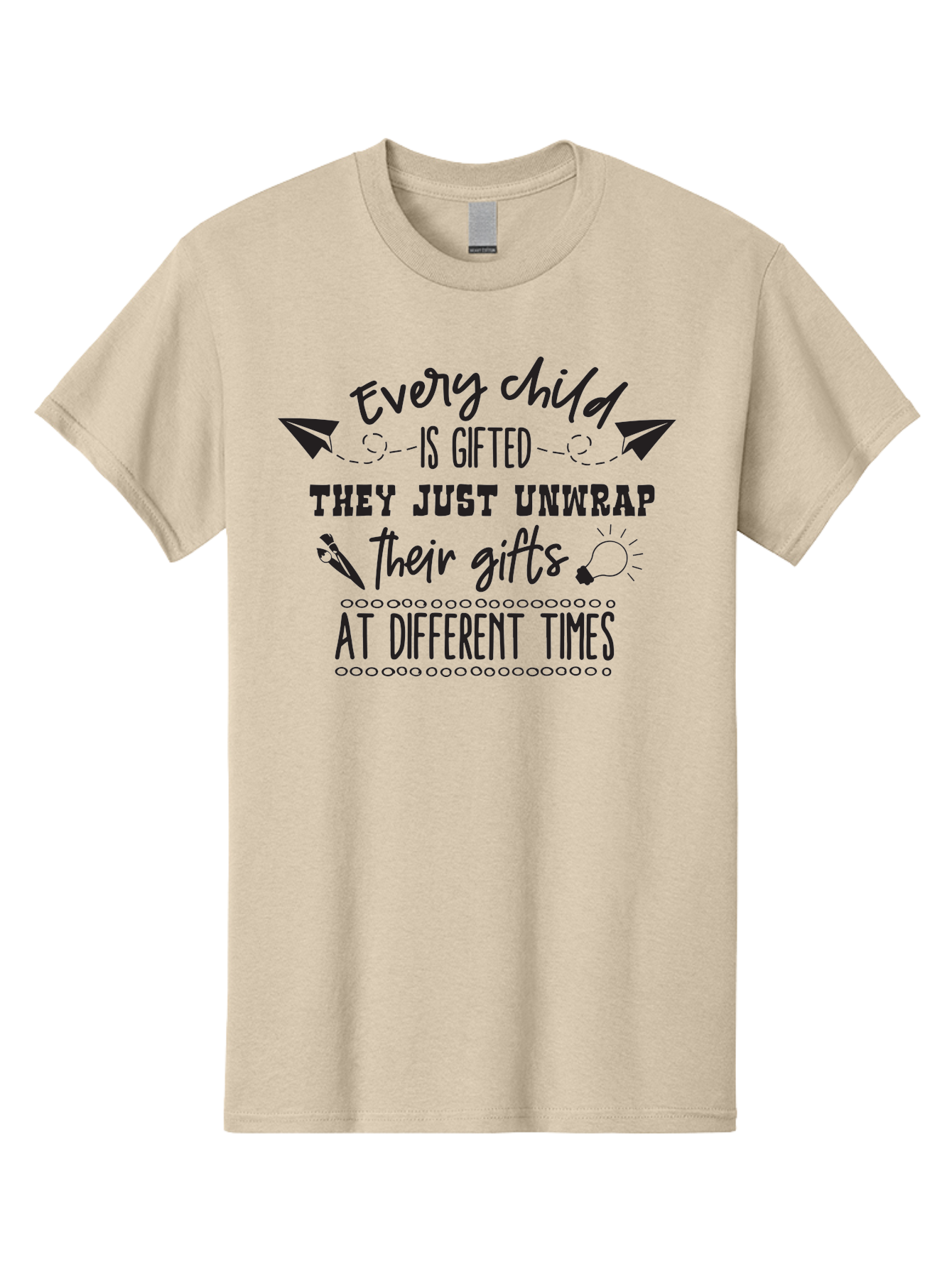 Every-Child-Is-Gifted Men'S Graphic Tee, 100% Cotton, Comfortable Casual Summer Wear, Machine Washable, Inspirational Quote, Motivational Message, Every Child Is Gifted, Different Learning Styles, Unique Abilities, Creativity, Individuality, Aac690 25
