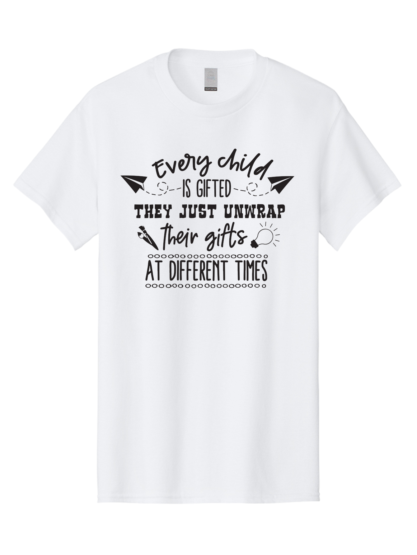 Every-Child-Is-Gifted Men'S Graphic Tee, 100% Cotton, Comfortable Casual Summer Wear, Machine Washable, Inspirational Quote, Motivational Message, Every Child Is Gifted, Different Learning Styles, Unique Abilities, Creativity, Individuality, Aac690 29