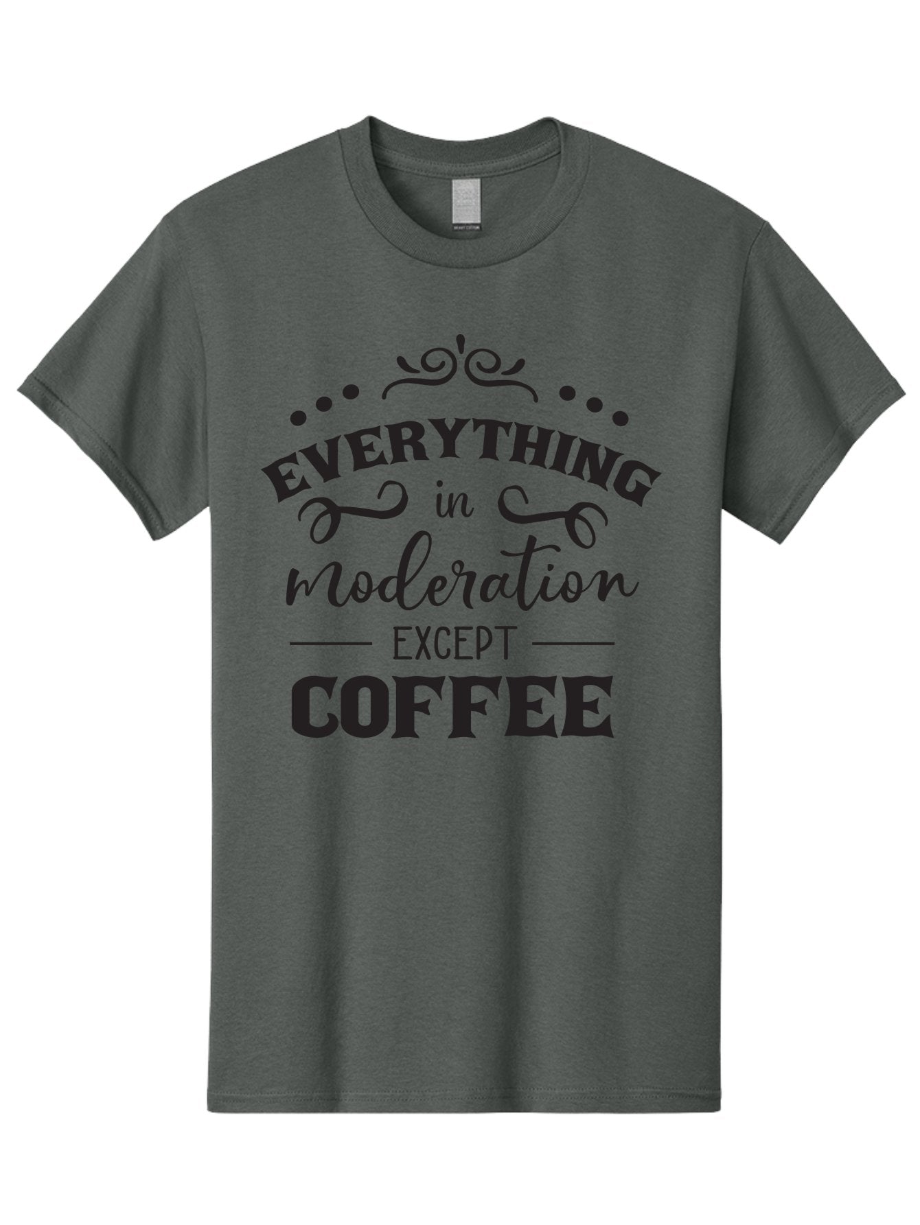 Everything-In-Moderation-Except-Coffee Men'S Graphic Tee, 100% Cotton, Comfortable Casual Summer Wear, Machine Washable, Coffee Quote, Motivational Quote, Inspirational Quote, Funny Quote, Coffee Lover, Coffee Humor, Coffee Culture, Aac694 10