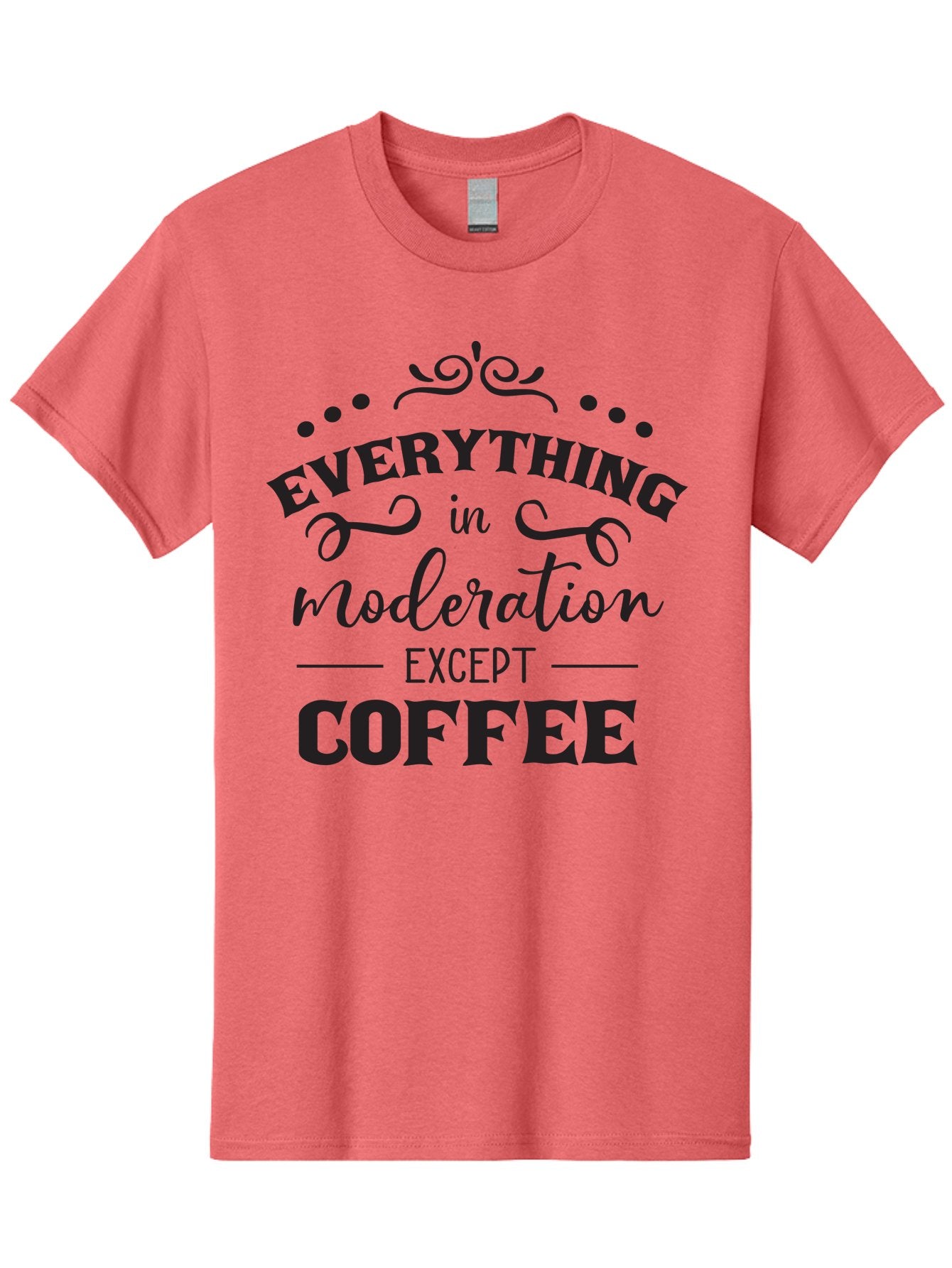 Everything-In-Moderation-Except-Coffee Men'S Graphic Tee, 100% Cotton, Comfortable Casual Summer Wear, Machine Washable, Coffee Quote, Motivational Quote, Inspirational Quote, Funny Quote, Coffee Lover, Coffee Humor, Coffee Culture, Aac694 13