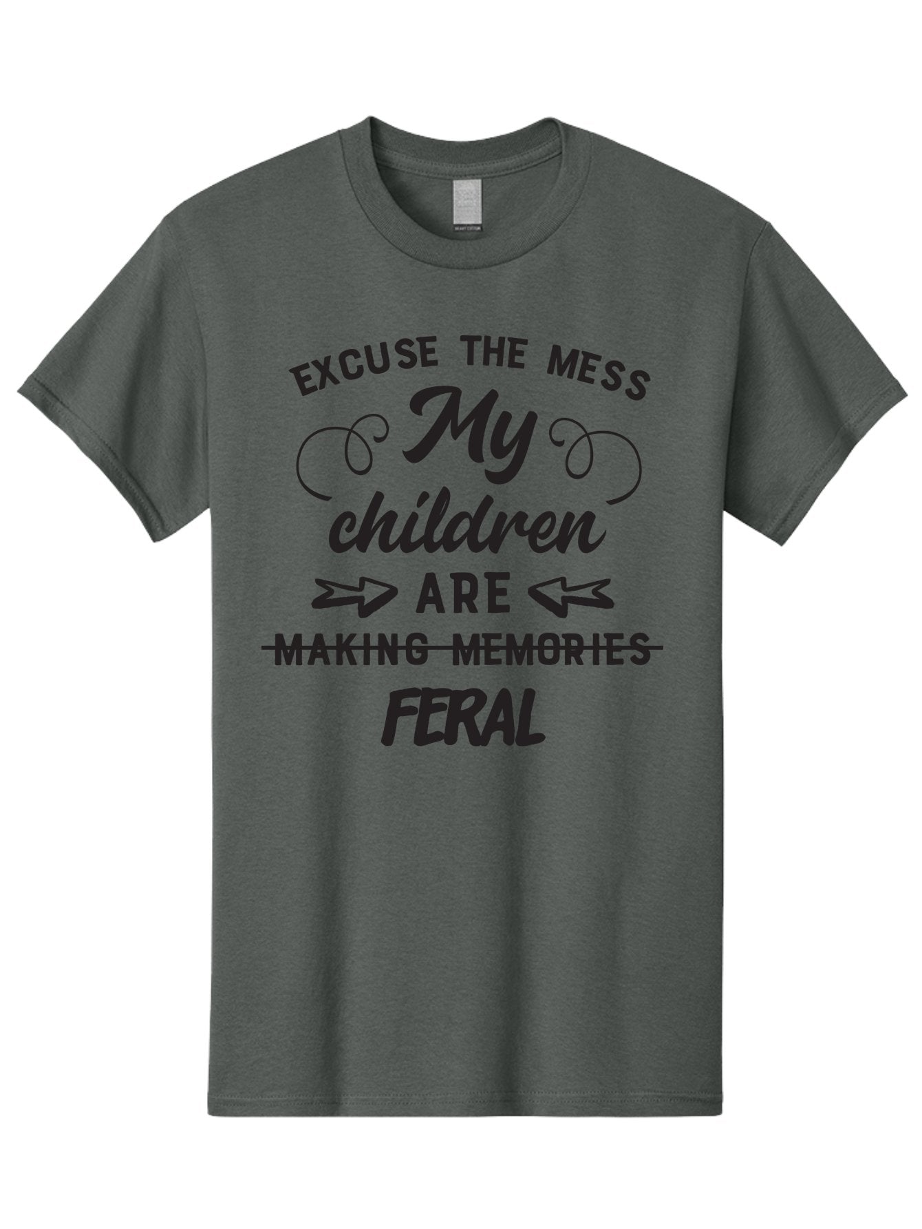 Excuse-The-Mess-My-Children-Are-Feral Men'S Graphic Tee, 100% Cotton, Comfortable Casual Summer Wear, Machine Washable, Funny Parenting Quote, Humorous Saying, Messy Household, Parenting Humor, Sassy Saying, Crossed Out Text, Witty Phrase Aac695 14