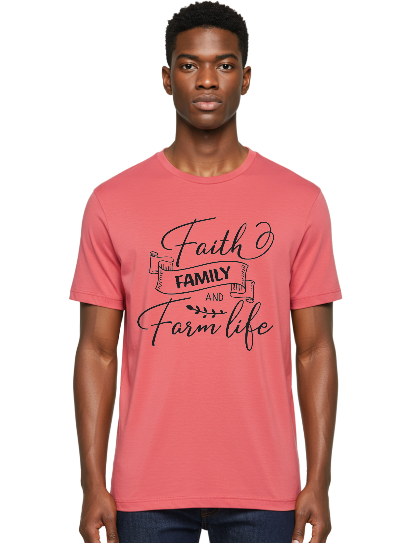 Faith-Family-And-Farm-Life Men'S Graphic Tee, 100% Cotton, Comfortable Casual Summer Wear, Machine Washable, Faith And Family Values, Farm Life, Rural Living, Agricultural Lifestyle, Family Bonding, Country Charm, Inspirational Quotes, Aac701 30