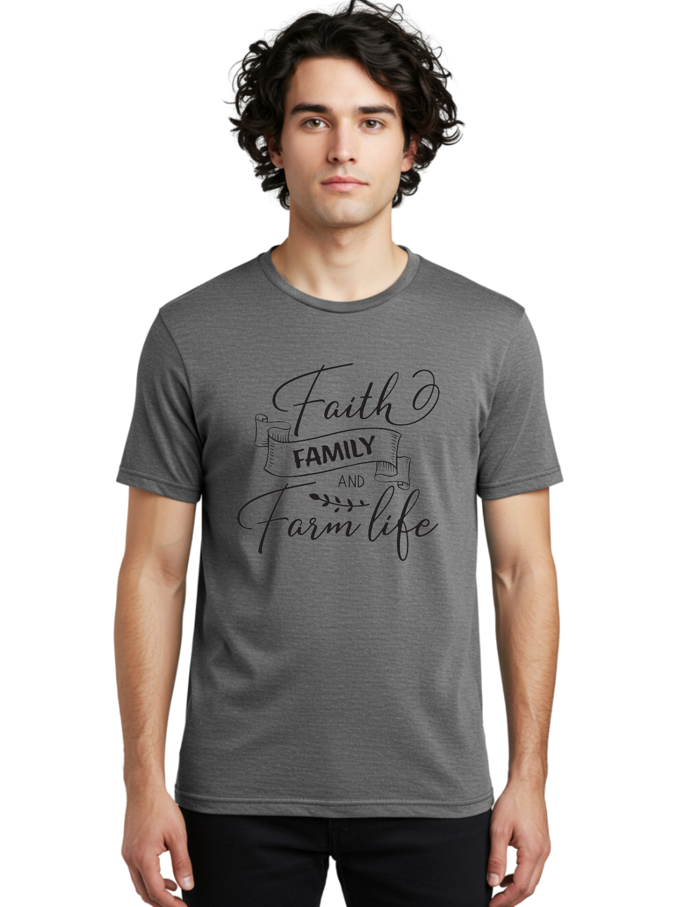 Faith-Family-And-Farm-Life Men'S Graphic Tee, 100% Cotton, Comfortable Casual Summer Wear, Machine Washable, Faith And Family Values, Farm Life, Rural Living, Agricultural Lifestyle, Family Bonding, Country Charm, Inspirational Quotes, Aac701 14