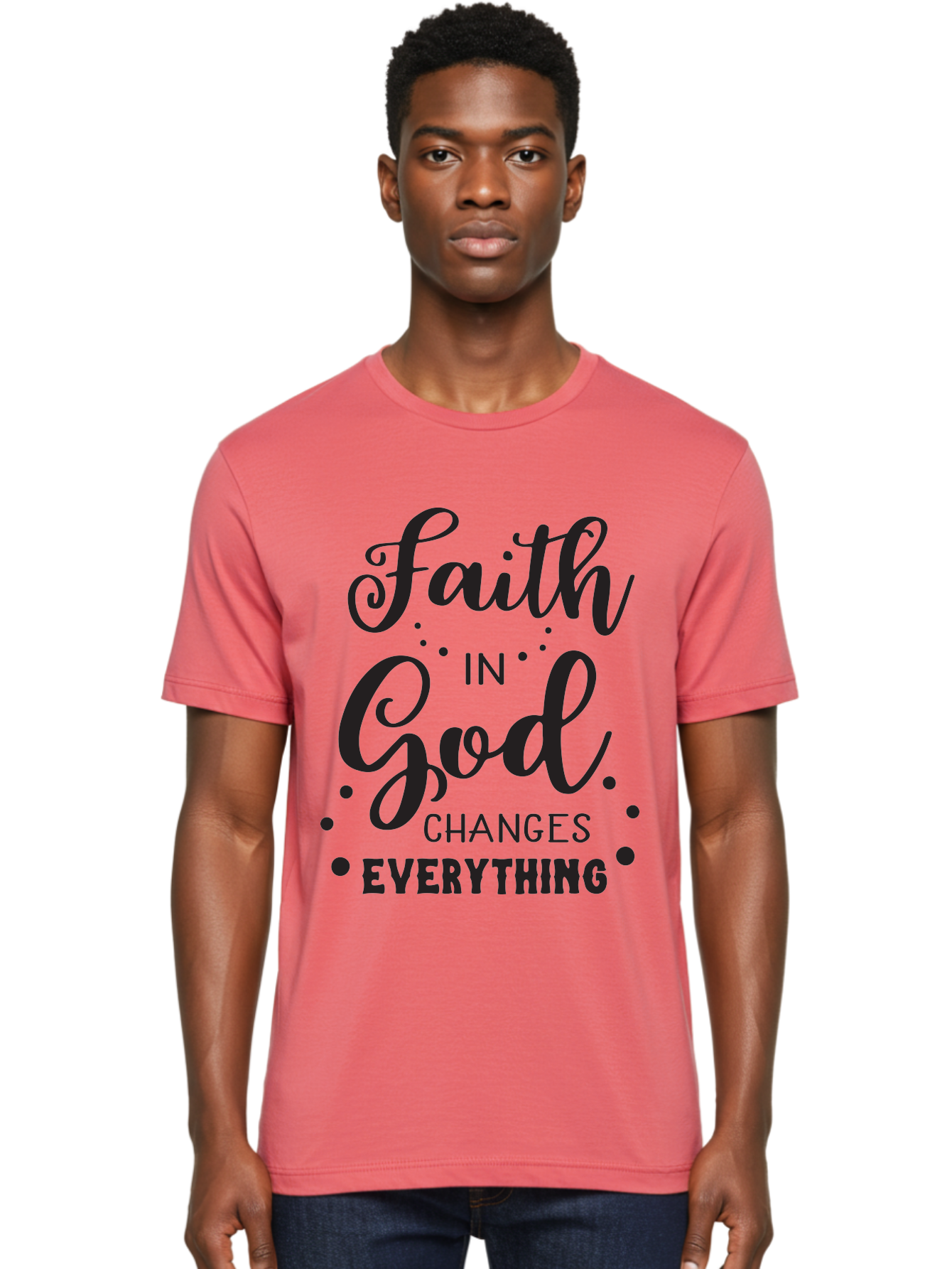 Faith-In-God-Changes-Everything Men'S Graphic Tee, 100% Cotton, Comfortable Casual Summer Wear, Machine Washable, Faith In God, Inspirational Quote, Spiritual Motivation, Positive Affirmation, Uplifting Message, Motivational Poster, Aac702 20