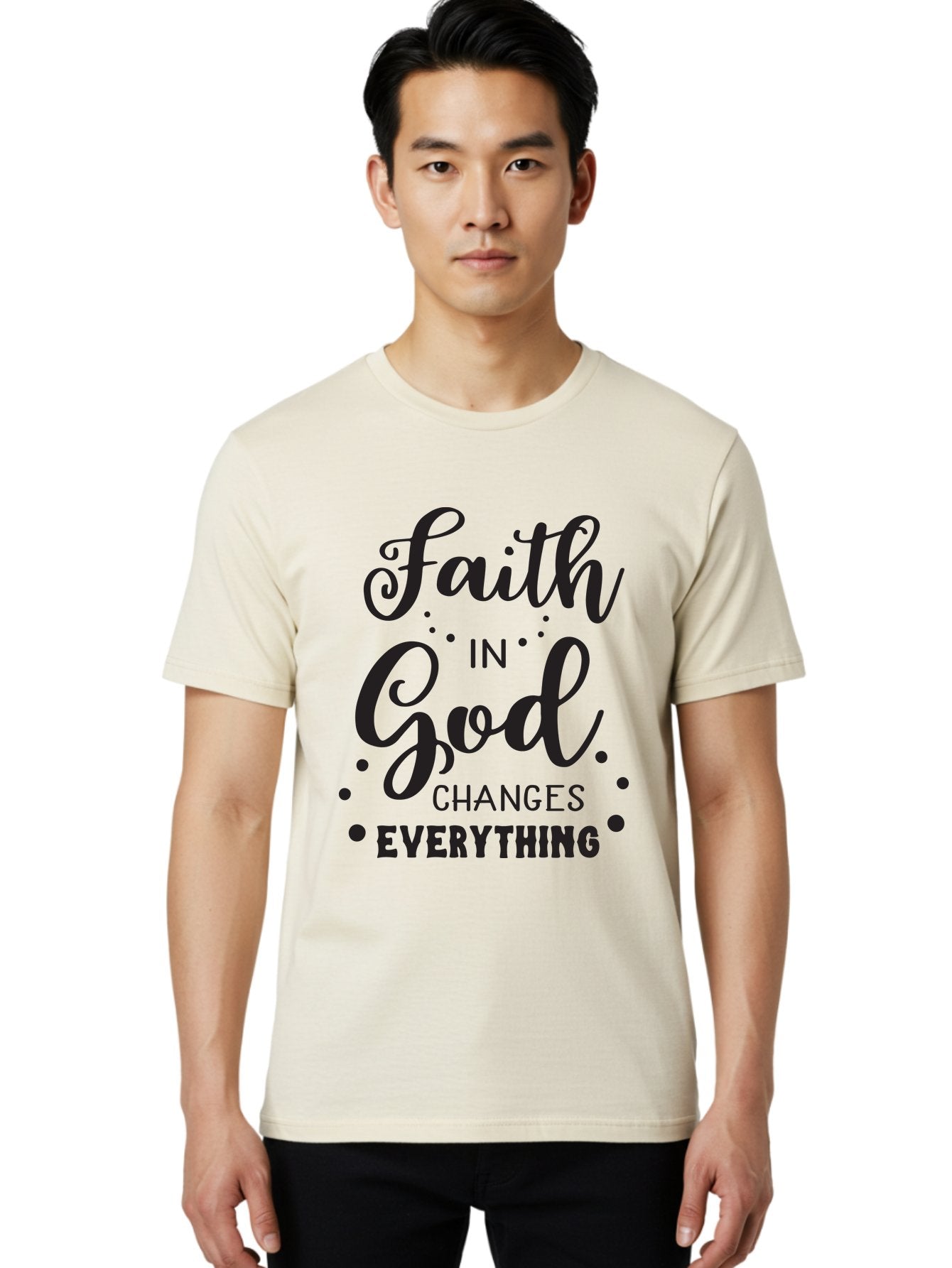 Faith-In-God-Changes-Everything Men'S Graphic Tee, 100% Cotton, Comfortable Casual Summer Wear, Machine Washable, Faith In God, Inspirational Quote, Spiritual Motivation, Positive Affirmation, Uplifting Message, Motivational Poster, Aac702 27