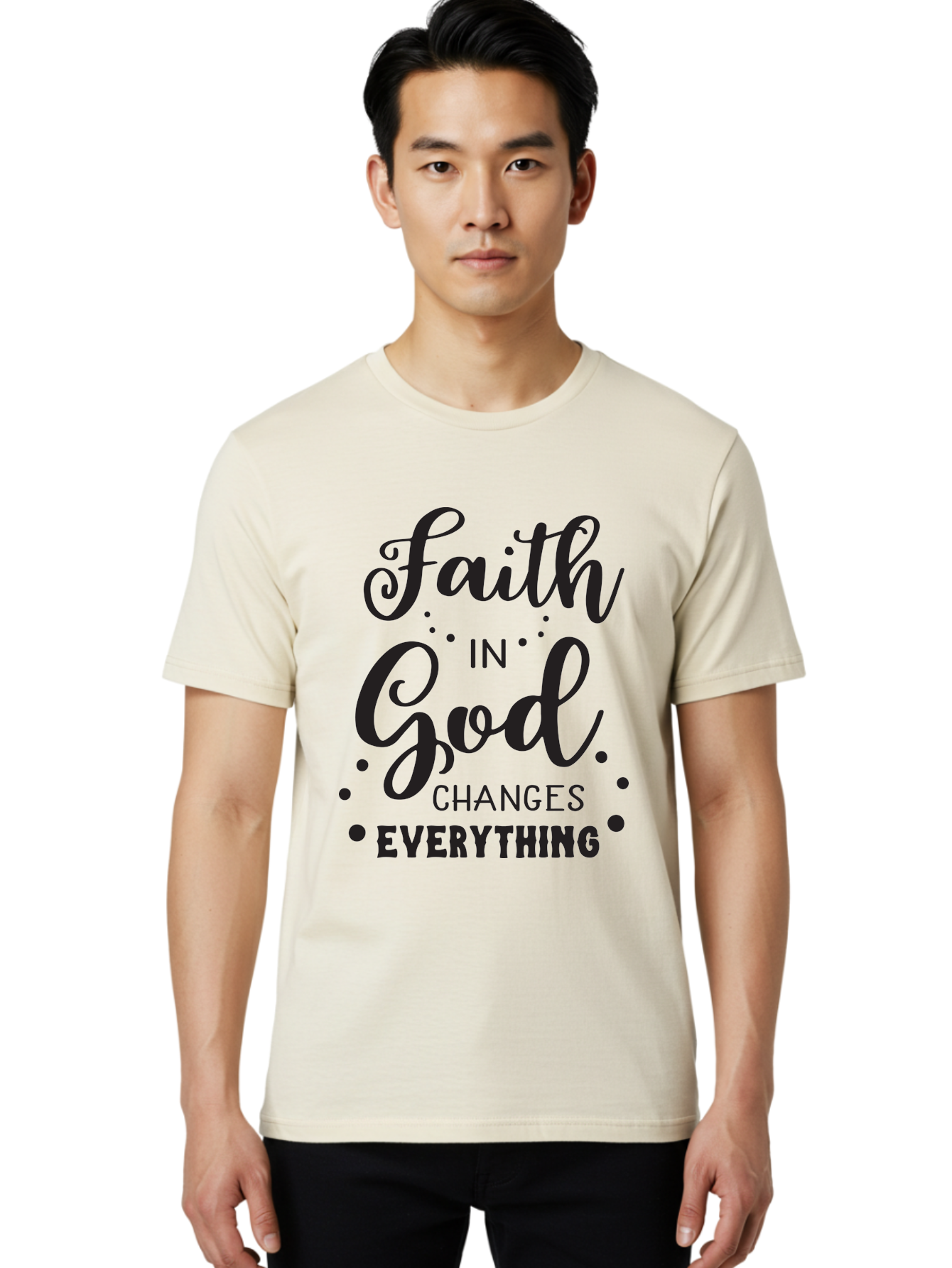 Faith-In-God-Changes-Everything Men'S Graphic Tee, 100% Cotton, Comfortable Casual Summer Wear, Machine Washable, Faith In God, Inspirational Quote, Spiritual Motivation, Positive Affirmation, Uplifting Message, Motivational Poster, Aac702 8