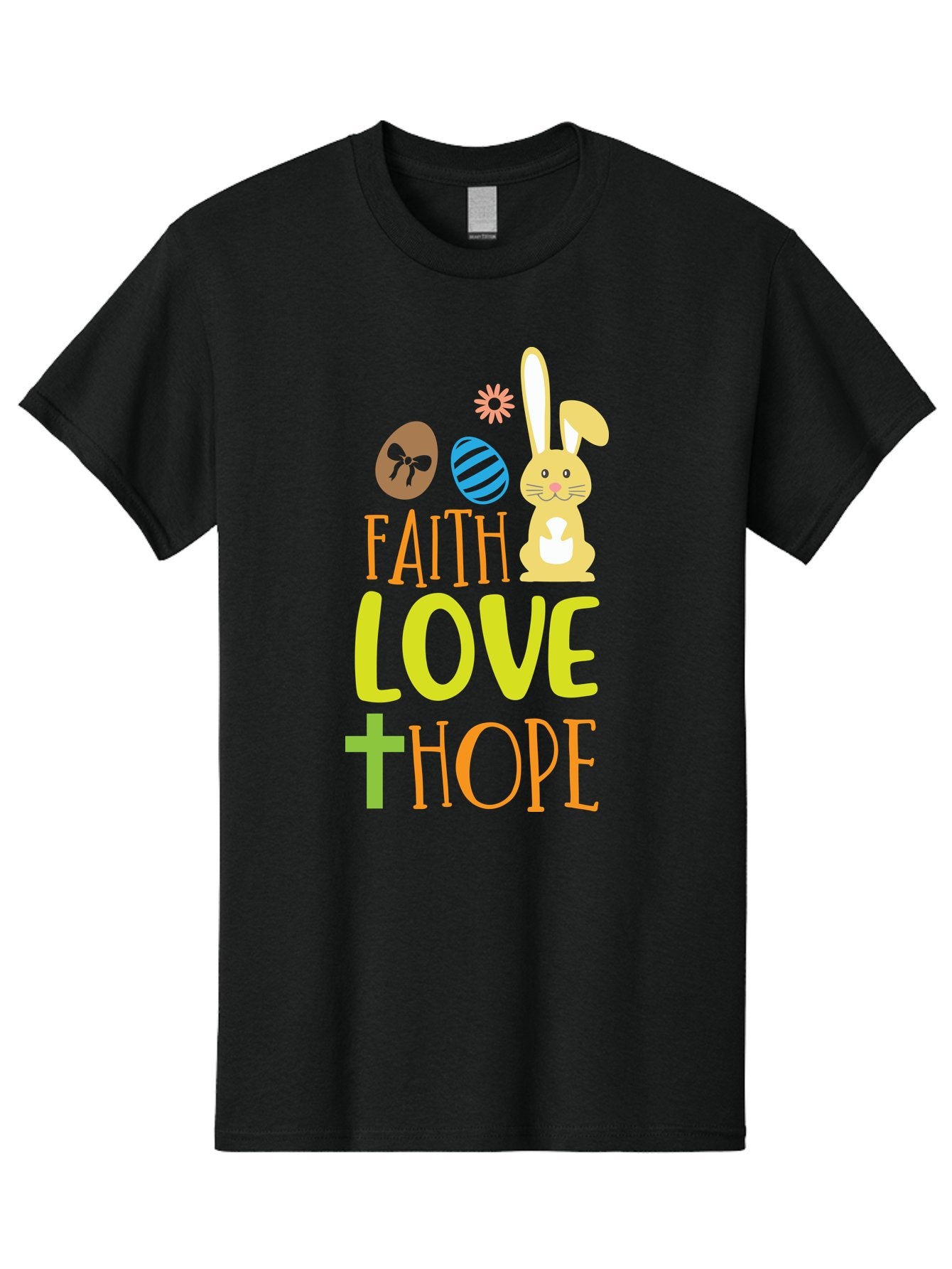 Faith-Love-Hope Men'S Graphic Tee, 100% Cotton, Comfortable Casual Summer Wear, Machine Washable, Easter Bunny, Faith Love Hope, Easter Eggs, Christian Symbolism, Inspirational Quote, Spring Theme, Pastel Colors, Holiday Design Aac703 7
