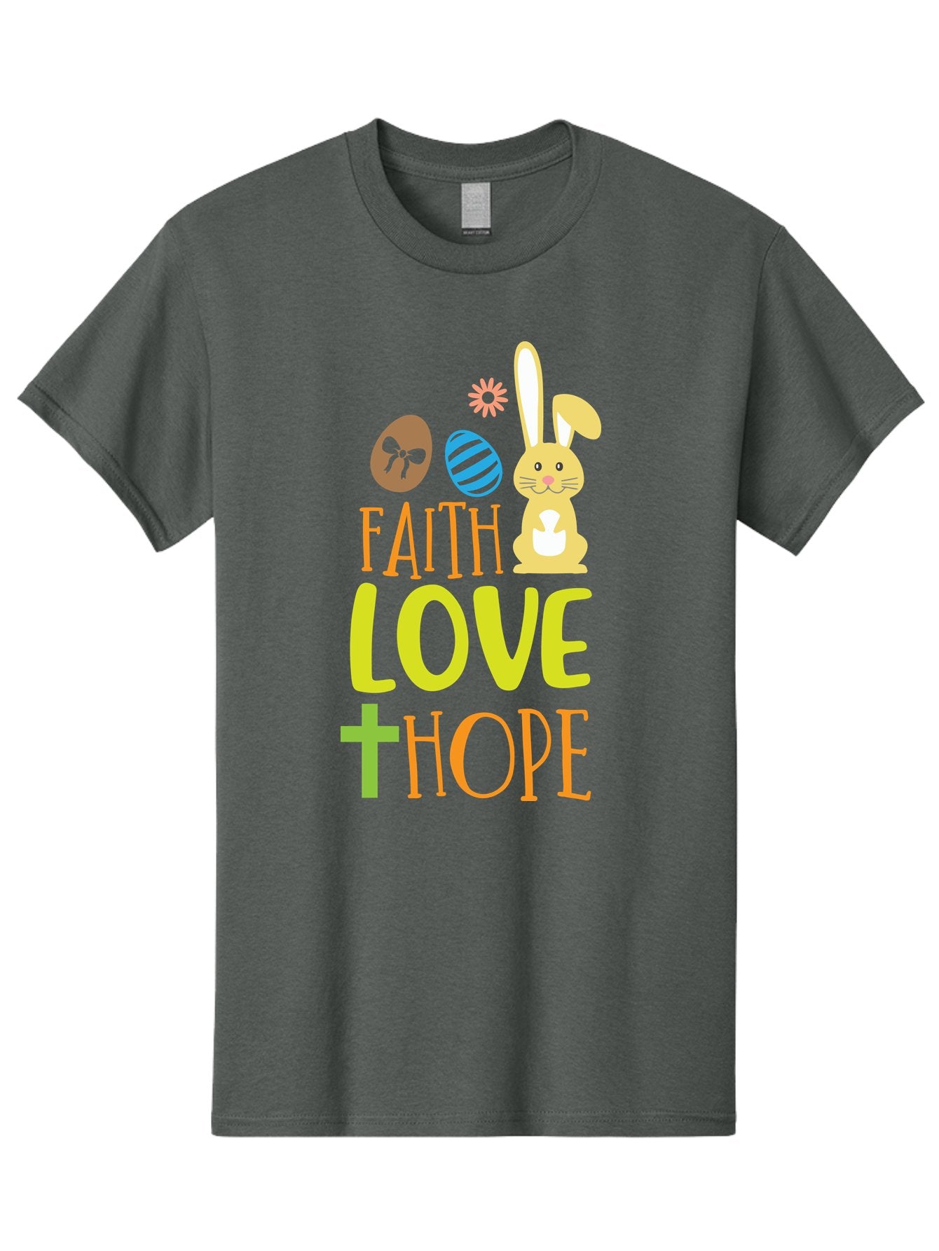 Faith-Love-Hope Men'S Graphic Tee, 100% Cotton, Comfortable Casual Summer Wear, Machine Washable, Easter Bunny, Faith Love Hope, Easter Eggs, Christian Symbolism, Inspirational Quote, Spring Theme, Pastel Colors, Holiday Design Aac703 13