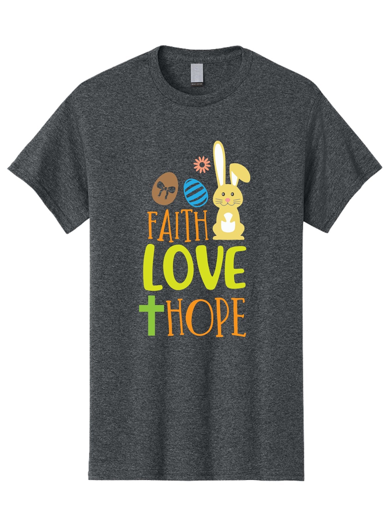 Faith-Love-Hope Men'S Graphic Tee, 100% Cotton, Comfortable Casual Summer Wear, Machine Washable, Easter Bunny, Faith Love Hope, Easter Eggs, Christian Symbolism, Inspirational Quote, Spring Theme, Pastel Colors, Holiday Design Aac703 5