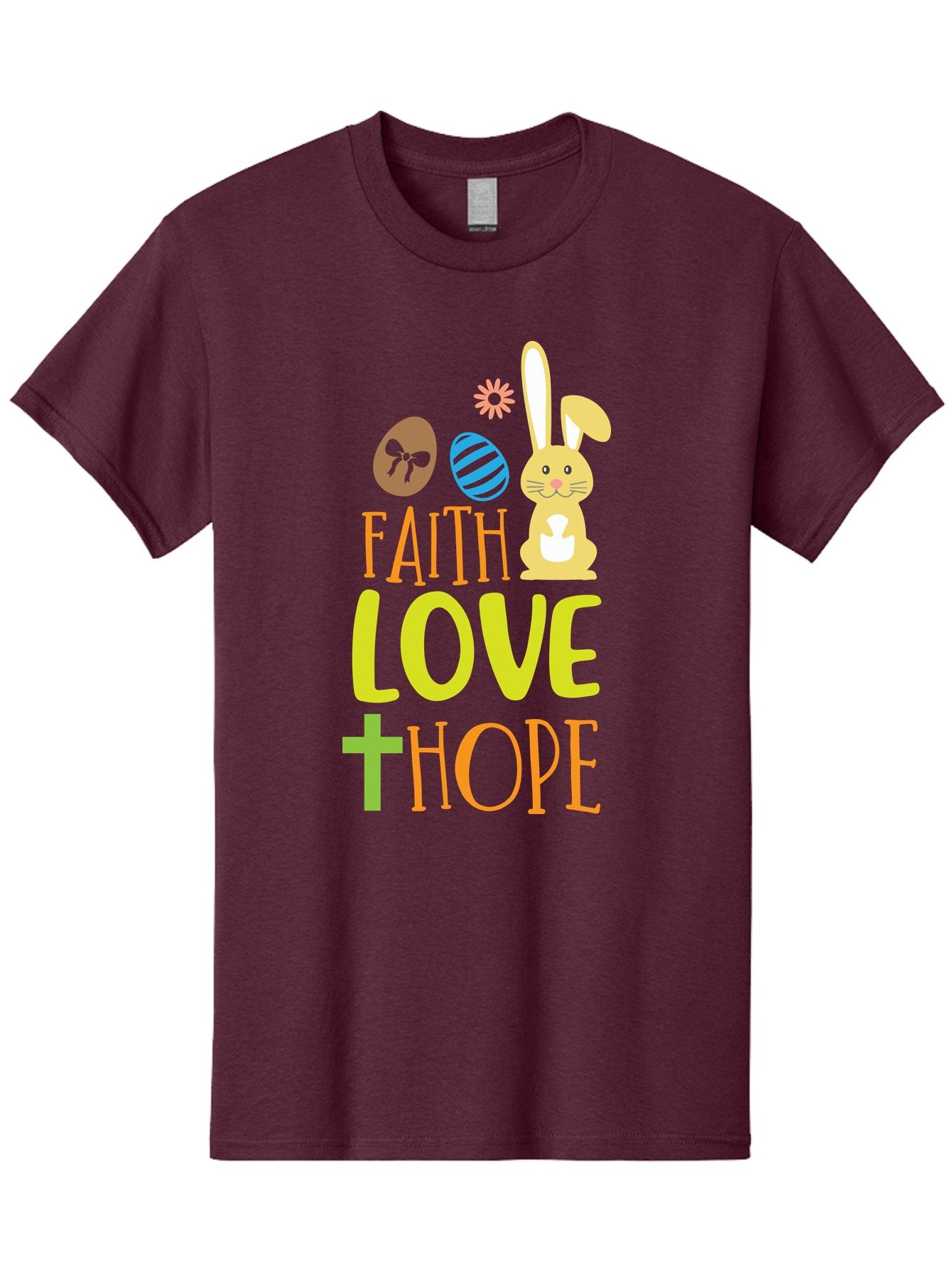 Faith-Love-Hope Men'S Graphic Tee, 100% Cotton, Comfortable Casual Summer Wear, Machine Washable, Easter Bunny, Faith Love Hope, Easter Eggs, Christian Symbolism, Inspirational Quote, Spring Theme, Pastel Colors, Holiday Design Aac703 6