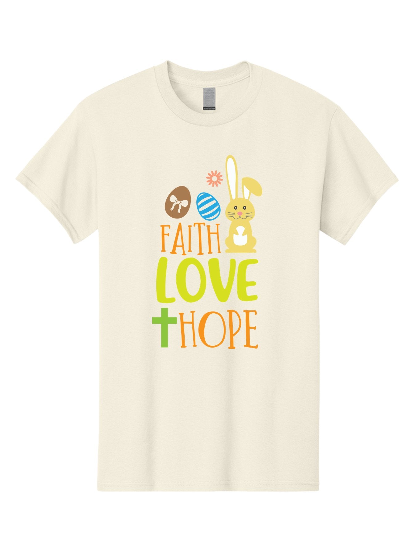 Faith-Love-Hope Men'S Graphic Tee, 100% Cotton, Comfortable Casual Summer Wear, Machine Washable, Easter Bunny, Faith Love Hope, Easter Eggs, Christian Symbolism, Inspirational Quote, Spring Theme, Pastel Colors, Holiday Design Aac703 14