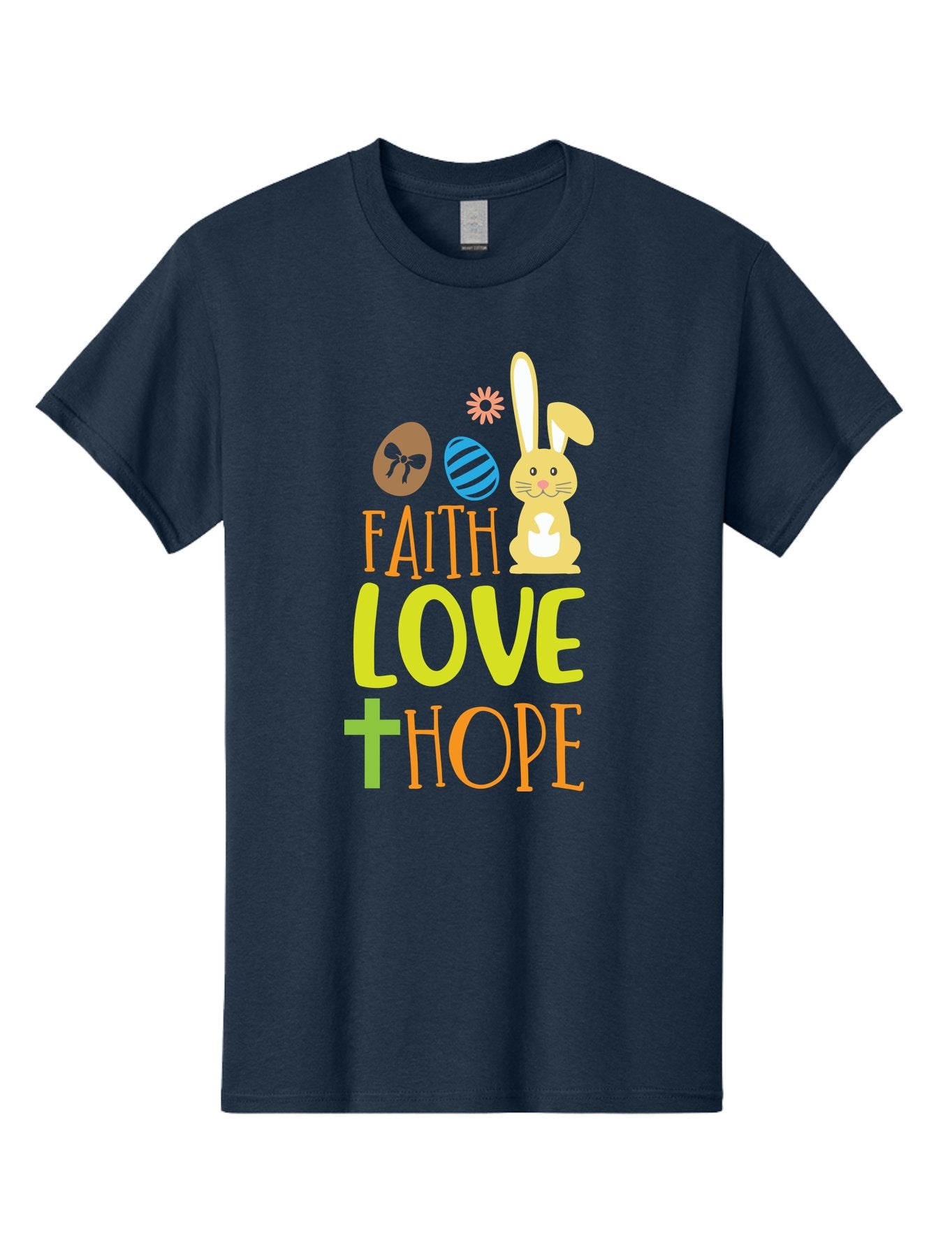Faith-Love-Hope Men'S Graphic Tee, 100% Cotton, Comfortable Casual Summer Wear, Machine Washable, Easter Bunny, Faith Love Hope, Easter Eggs, Christian Symbolism, Inspirational Quote, Spring Theme, Pastel Colors, Holiday Design Aac703 11