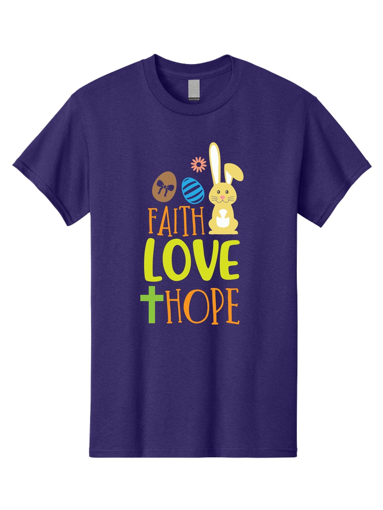 Faith-Love-Hope Men'S Graphic Tee, 100% Cotton, Comfortable Casual Summer Wear, Machine Washable, Easter Bunny, Faith Love Hope, Easter Eggs, Christian Symbolism, Inspirational Quote, Spring Theme, Pastel Colors, Holiday Design Aac703 12
