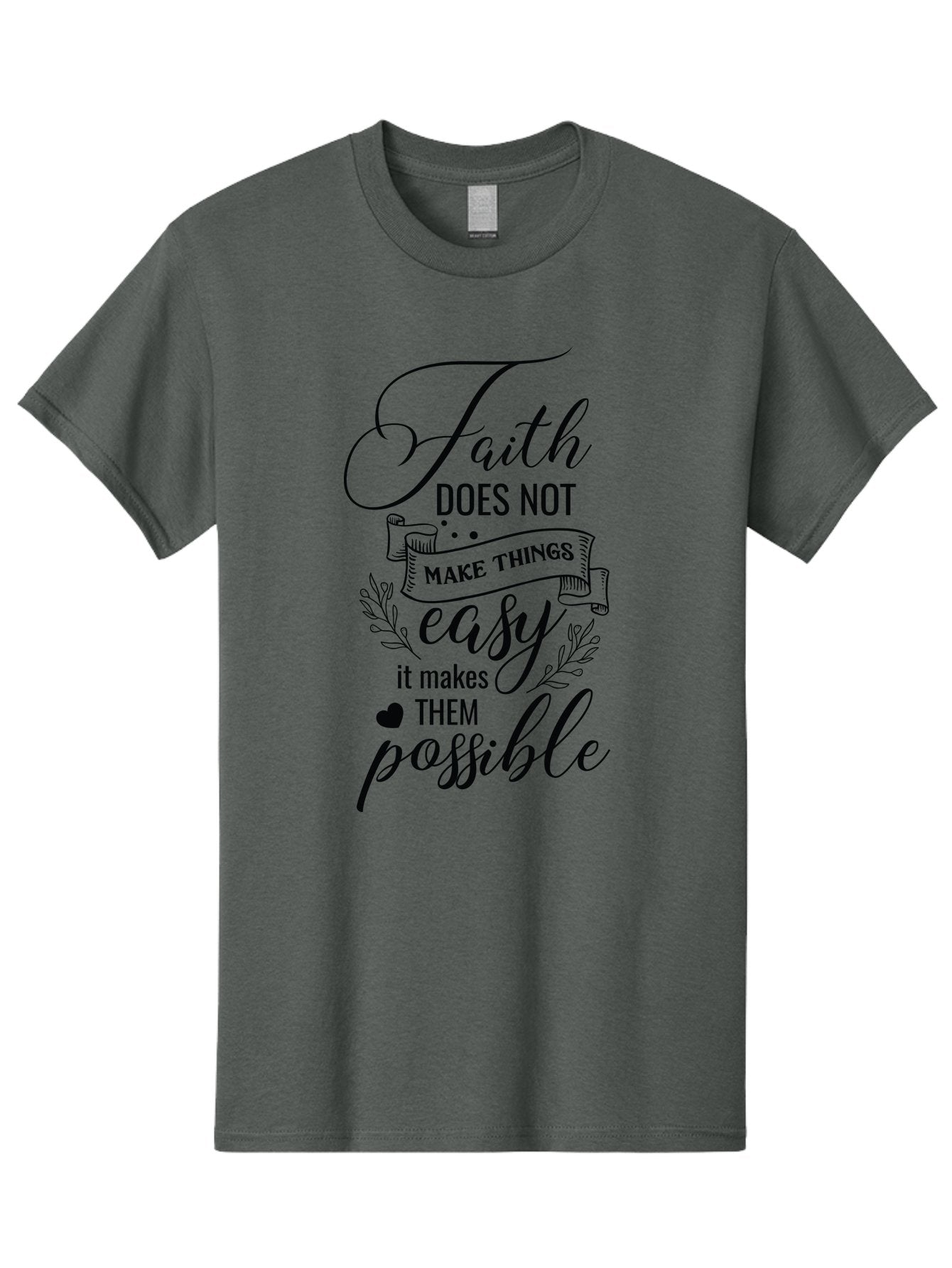 Faith-Makes-Them-Possible Men'S Graphic Tee, 100% Cotton, Comfortable Casual Summer Wear, Machine Washable, Faith Quote, Inspirational Words, Motivational Saying, Makes Them Possible, Makes Things Easy, Spiritual Message, Positive Vibes, Aac704 13