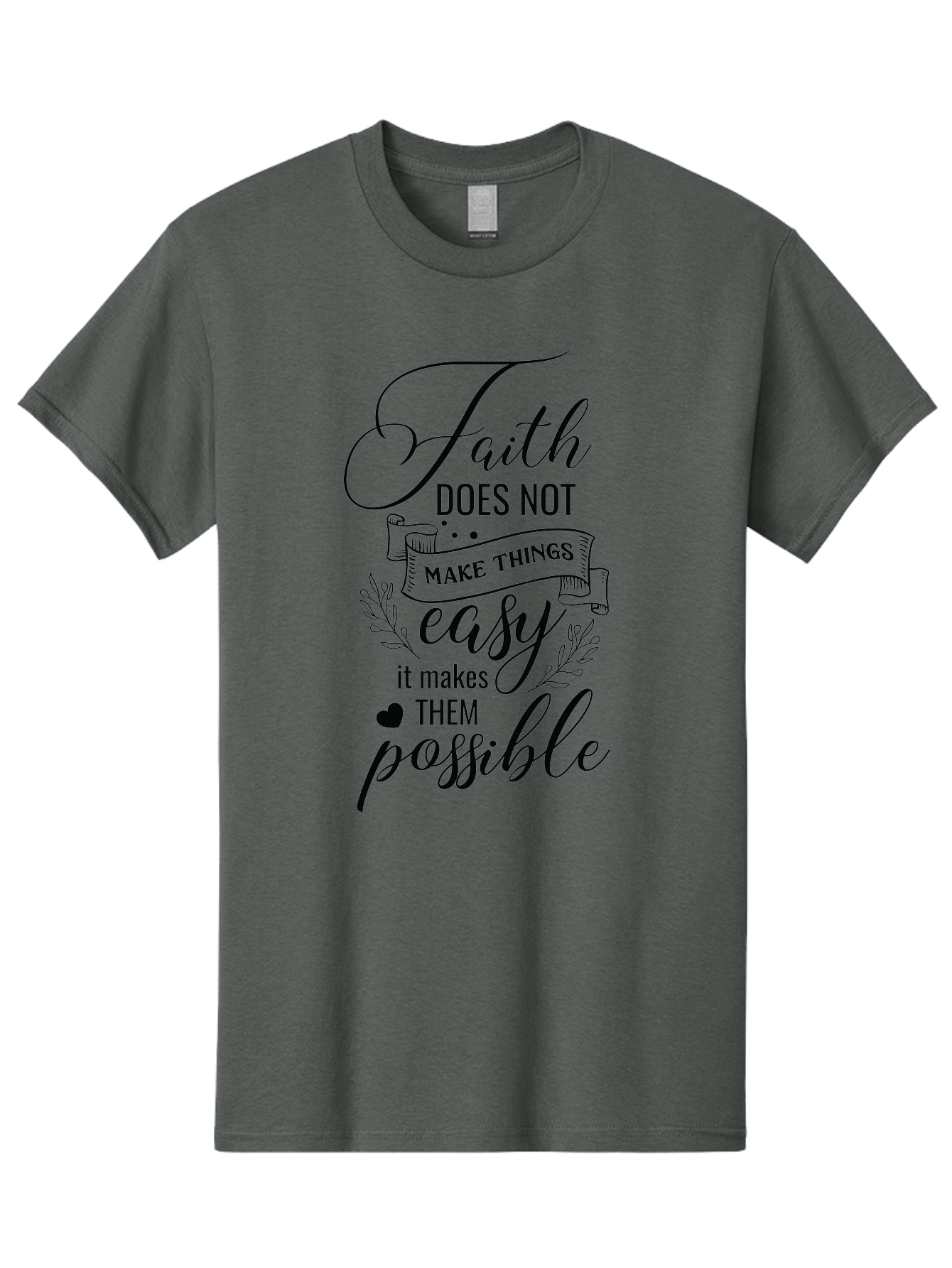 Faith-Makes-Them-Possible Men'S Graphic Tee, 100% Cotton, Comfortable Casual Summer Wear, Machine Washable, Faith Quote, Inspirational Words, Motivational Saying, Makes Them Possible, Makes Things Easy, Spiritual Message, Positive Vibes, Aac704 29