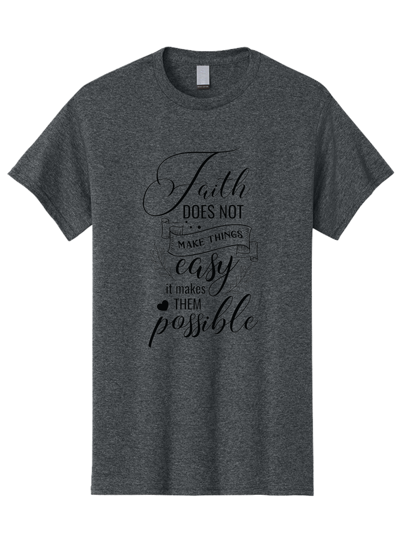 Faith-Makes-Them-Possible Men'S Graphic Tee, 100% Cotton, Comfortable Casual Summer Wear, Machine Washable, Faith Quote, Inspirational Words, Motivational Saying, Makes Them Possible, Makes Things Easy, Spiritual Message, Positive Vibes, Aac704 7