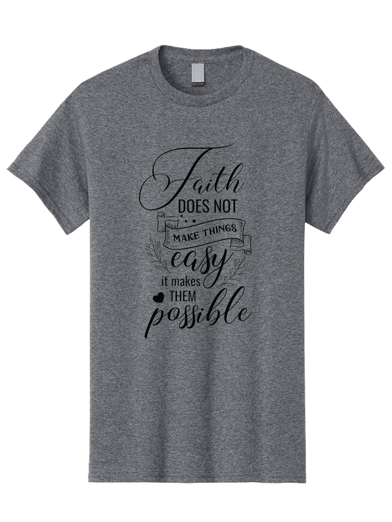Faith-Makes-Them-Possible Men'S Graphic Tee, 100% Cotton, Comfortable Casual Summer Wear, Machine Washable, Faith Quote, Inspirational Words, Motivational Saying, Makes Them Possible, Makes Things Easy, Spiritual Message, Positive Vibes, Aac704 23