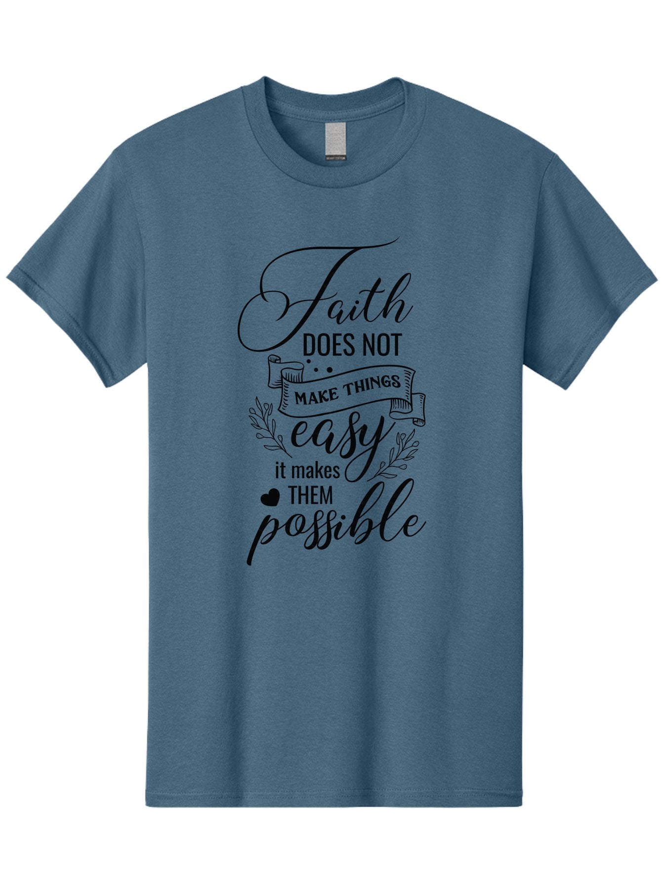 Faith-Makes-Them-Possible Men'S Graphic Tee, 100% Cotton, Comfortable Casual Summer Wear, Machine Washable, Faith Quote, Inspirational Words, Motivational Saying, Makes Them Possible, Makes Things Easy, Spiritual Message, Positive Vibes, Aac704 8