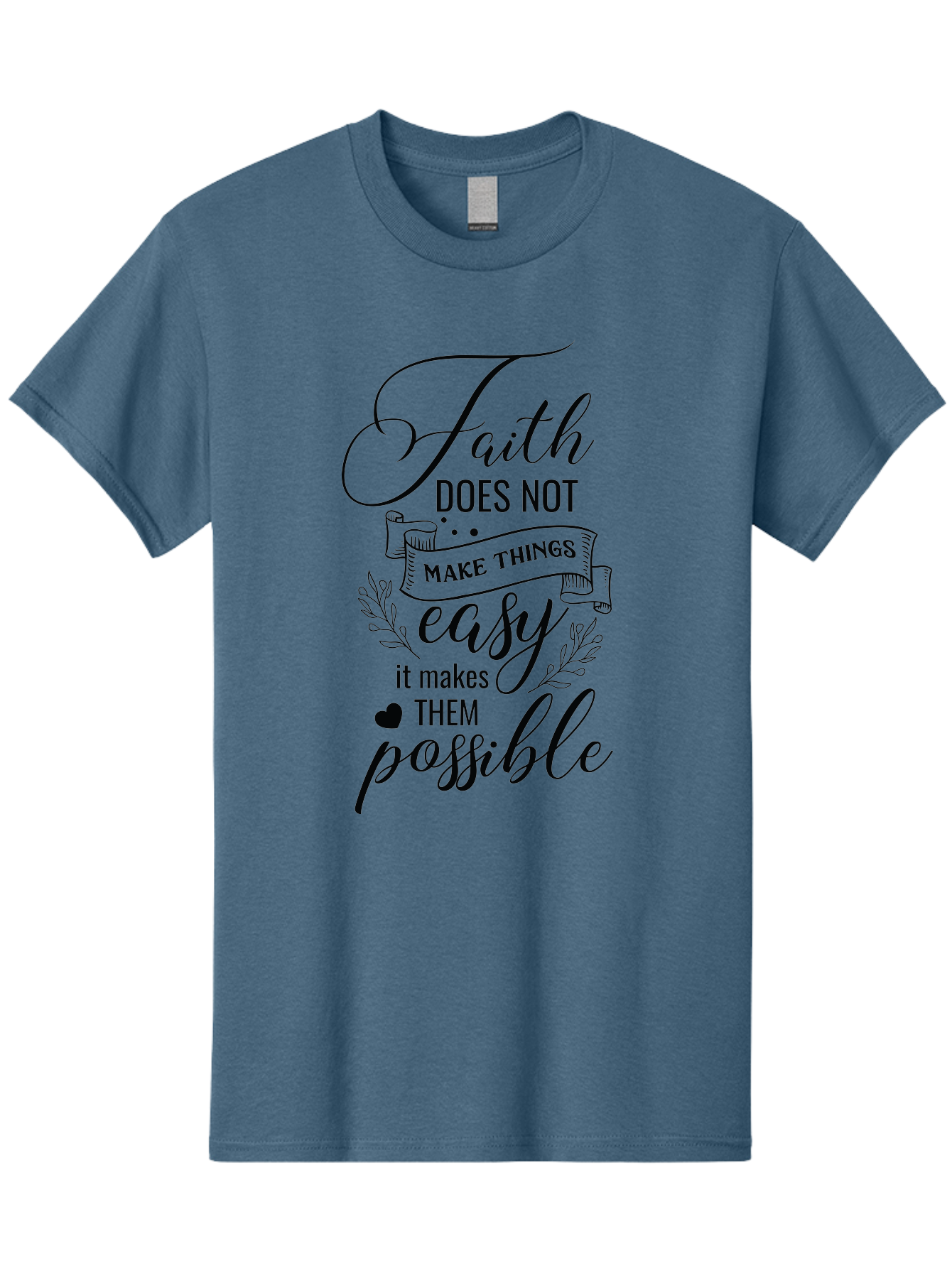 Faith-Makes-Them-Possible Men'S Graphic Tee, 100% Cotton, Comfortable Casual Summer Wear, Machine Washable, Faith Quote, Inspirational Words, Motivational Saying, Makes Them Possible, Makes Things Easy, Spiritual Message, Positive Vibes, Aac704 11