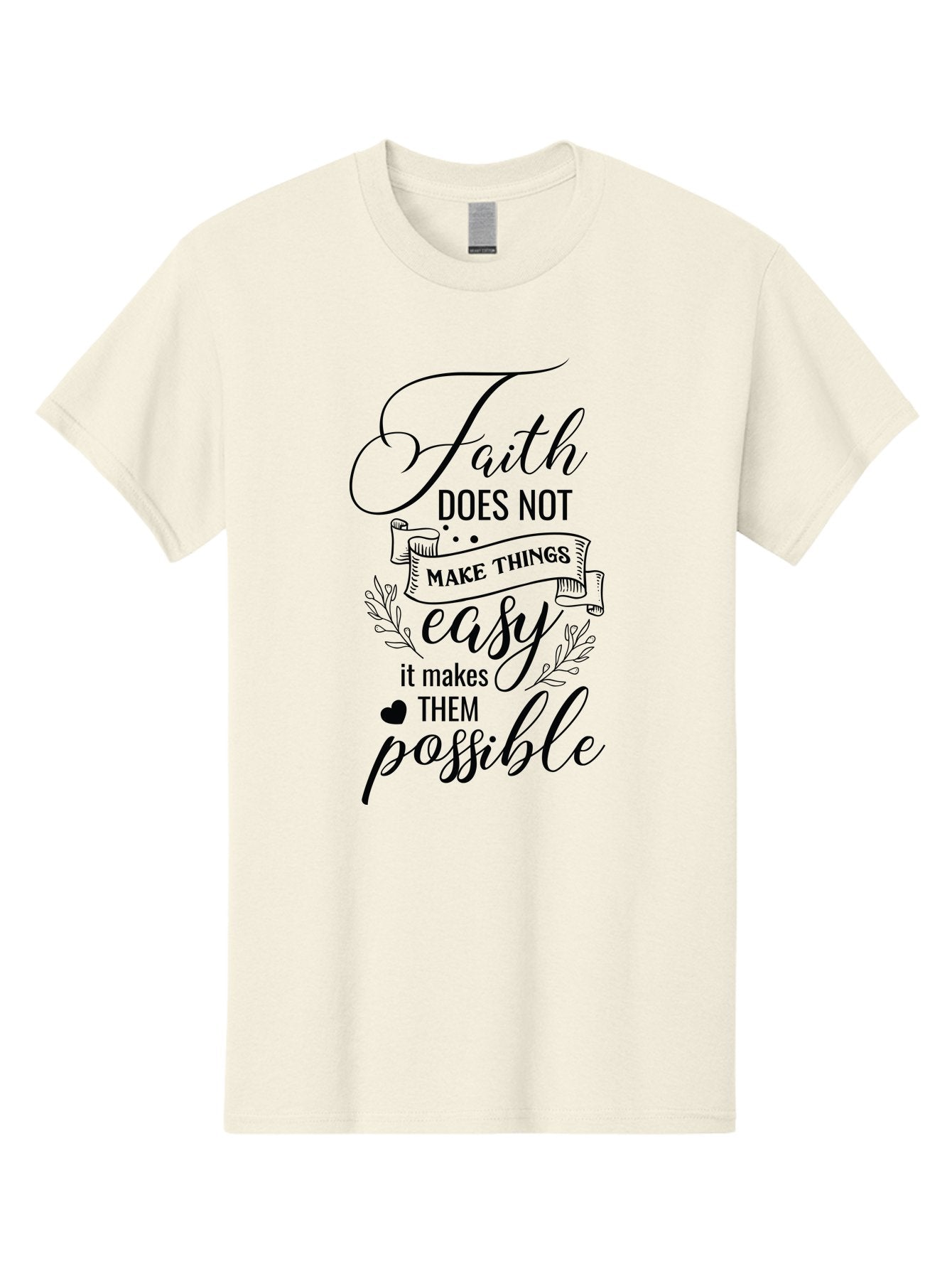 Faith-Makes-Them-Possible Men'S Graphic Tee, 100% Cotton, Comfortable Casual Summer Wear, Machine Washable, Faith Quote, Inspirational Words, Motivational Saying, Makes Them Possible, Makes Things Easy, Spiritual Message, Positive Vibes, Aac704