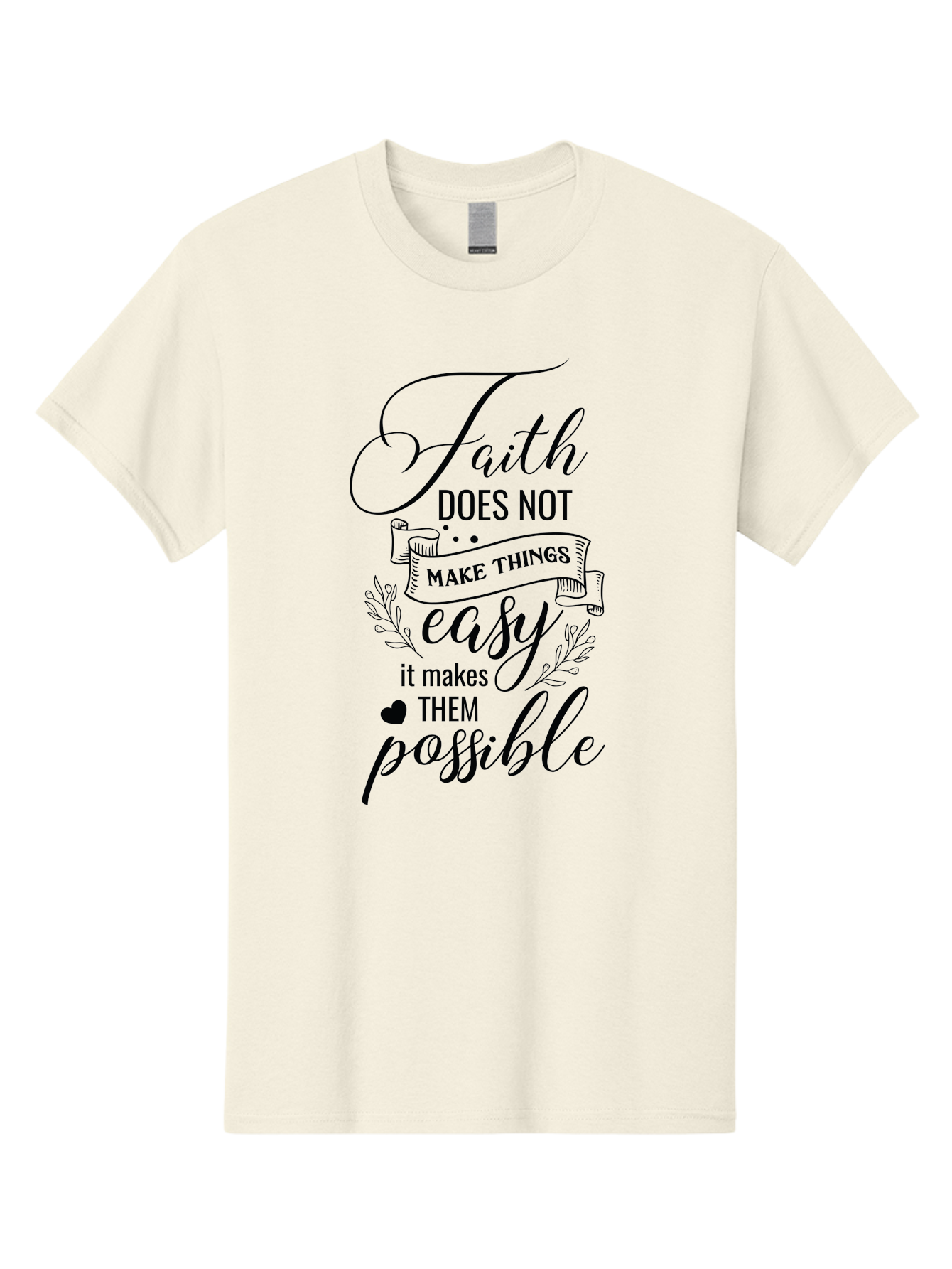 Faith-Makes-Them-Possible Men'S Graphic Tee, 100% Cotton, Comfortable Casual Summer Wear, Machine Washable, Faith Quote, Inspirational Words, Motivational Saying, Makes Them Possible, Makes Things Easy, Spiritual Message, Positive Vibes, Aac704 19