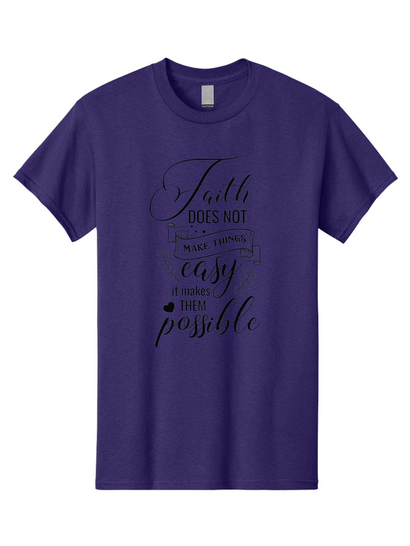 Faith-Makes-Them-Possible Men'S Graphic Tee, 100% Cotton, Comfortable Casual Summer Wear, Machine Washable, Faith Quote, Inspirational Words, Motivational Saying, Makes Them Possible, Makes Things Easy, Spiritual Message, Positive Vibes, Aac704 17