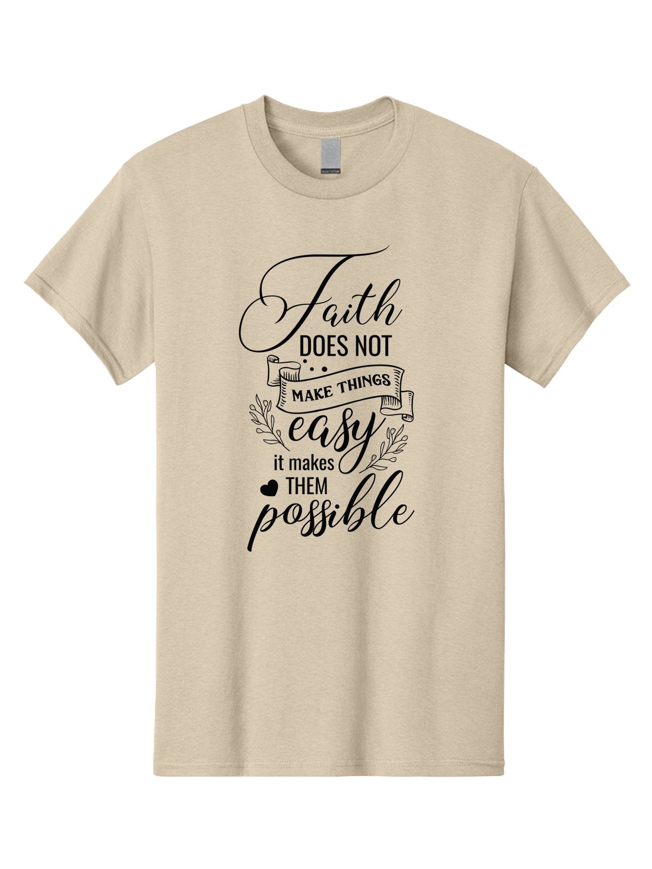 Faith-Makes-Them-Possible Men'S Graphic Tee, 100% Cotton, Comfortable Casual Summer Wear, Machine Washable, Faith Quote, Inspirational Words, Motivational Saying, Makes Them Possible, Makes Things Easy, Spiritual Message, Positive Vibes, Aac704 7