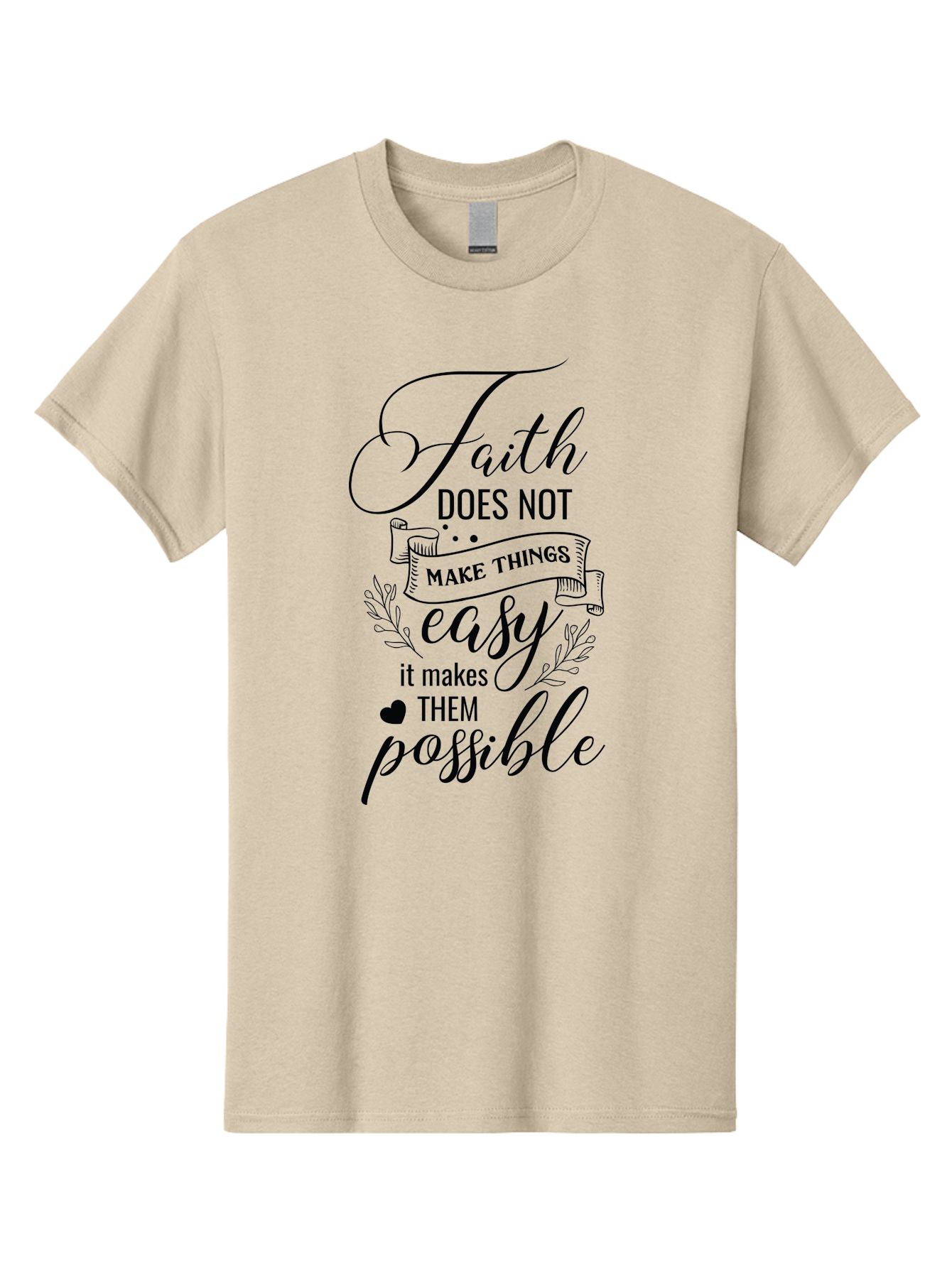 Faith-Makes-Them-Possible Men'S Graphic Tee, 100% Cotton, Comfortable Casual Summer Wear, Machine Washable, Faith Quote, Inspirational Words, Motivational Saying, Makes Them Possible, Makes Things Easy, Spiritual Message, Positive Vibes, Aac704 25