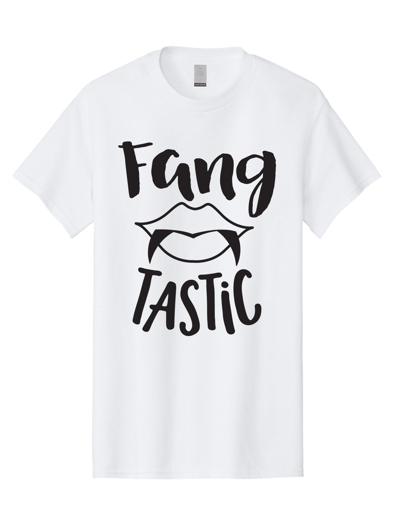 Fang-Tastic Men'S Graphic Tee, 100% Cotton, Comfortable Casual Summer Wear, Machine Washable, Vampire Fangs, Dark Humor, Fang Tastic, Gothic Style, Spooky Chic, Vampire-Inspired, Edgy Fashion, Bold Graphics, Playful Typography Aac706