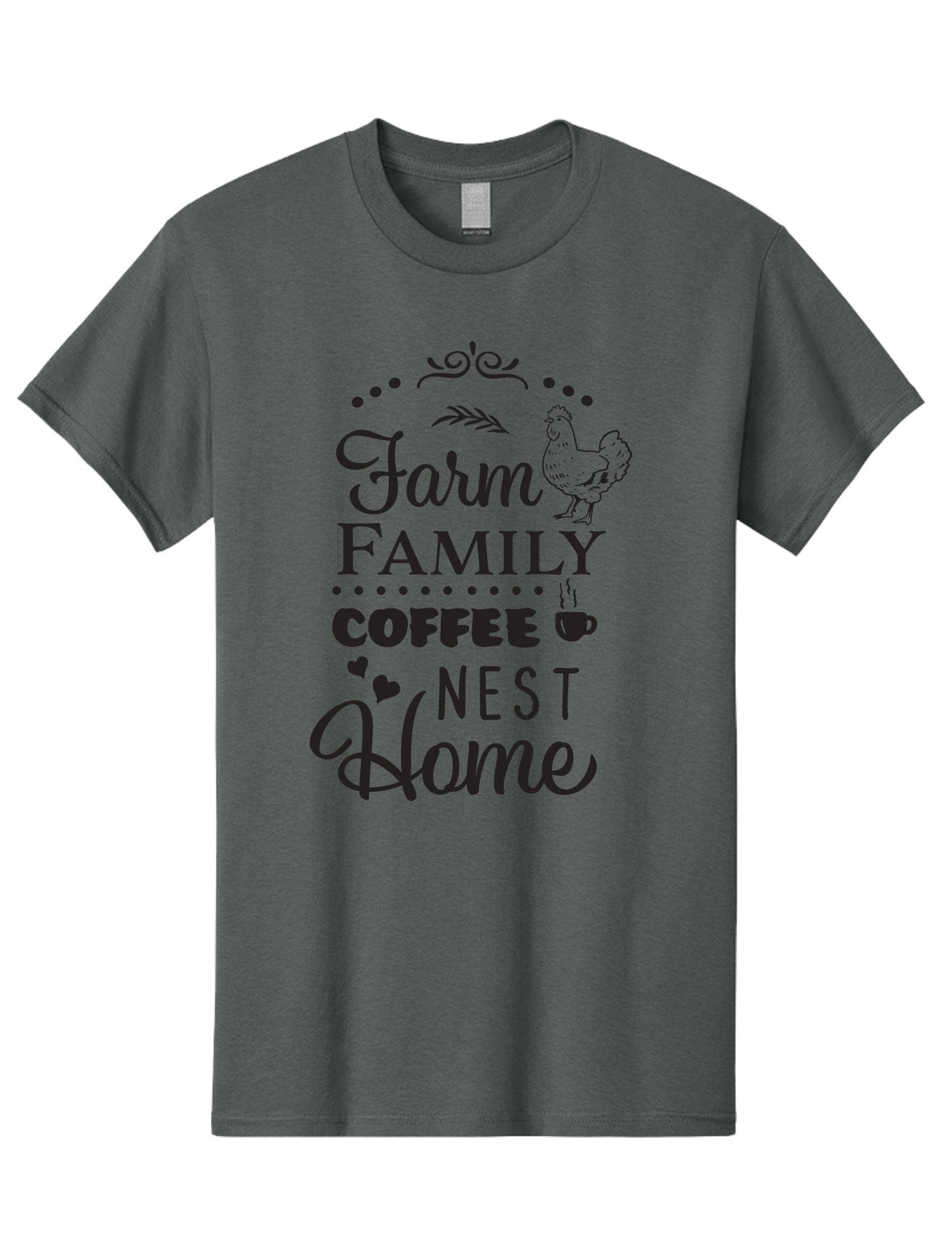 Farm-Family-Coffee-Nest-Home Men'S Graphic Tee, 100% Cotton, Comfortable Casual Summer Wear, Machine Washable, Farmhouse Decor, Family Love, Coffee Lovers, Cozy Home, Chicken Theme, Rustic Charm, Home Sweet Home, Farm Fresh Aac707 5