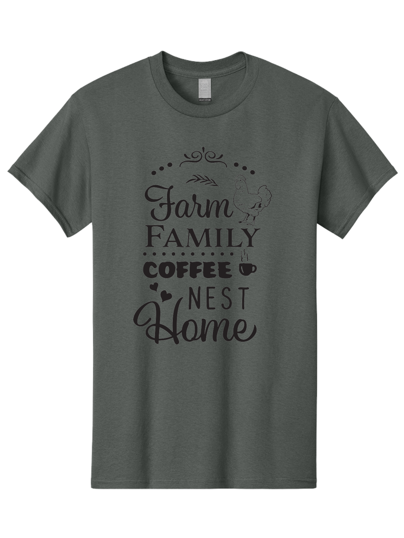 Farm-Family-Coffee-Nest-Home Men'S Graphic Tee, 100% Cotton, Comfortable Casual Summer Wear, Machine Washable, Farmhouse Decor, Family Love, Coffee Lovers, Cozy Home, Chicken Theme, Rustic Charm, Home Sweet Home, Farm Fresh Aac707 15