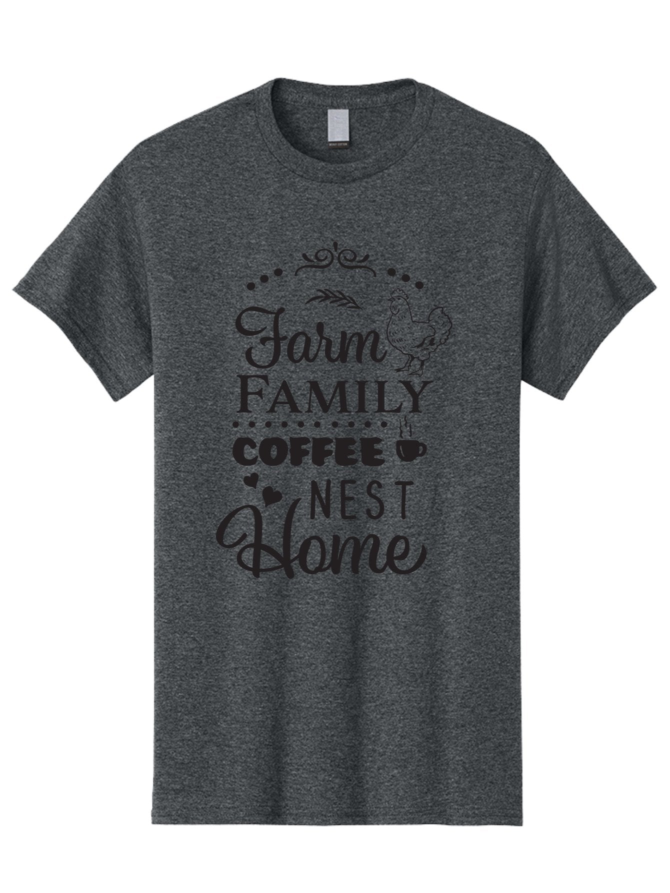 Farm-Family-Coffee-Nest-Home Men'S Graphic Tee, 100% Cotton, Comfortable Casual Summer Wear, Machine Washable, Farmhouse Decor, Family Love, Coffee Lovers, Cozy Home, Chicken Theme, Rustic Charm, Home Sweet Home, Farm Fresh Aac707 14