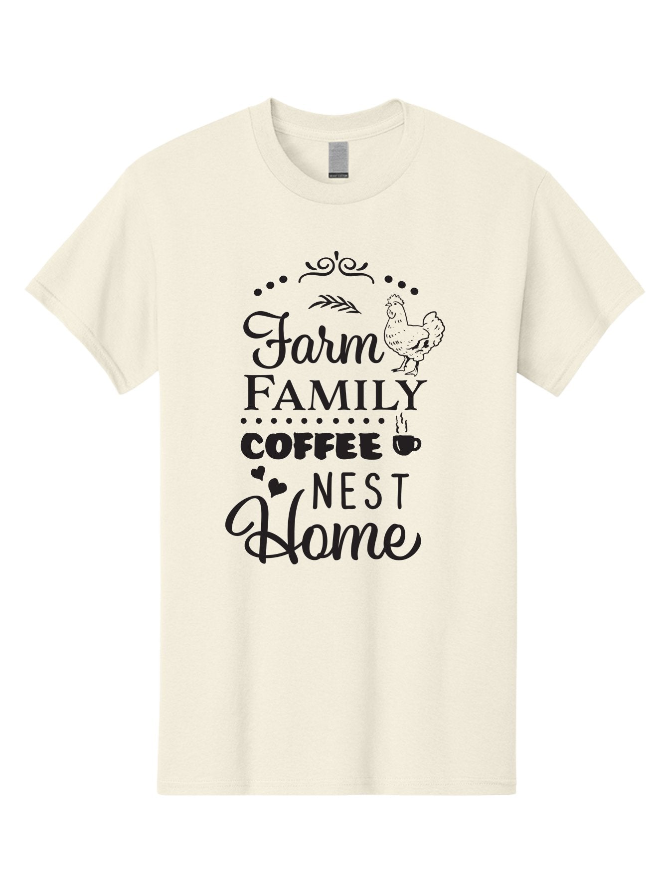 Farm-Family-Coffee-Nest-Home Men'S Graphic Tee, 100% Cotton, Comfortable Casual Summer Wear, Machine Washable, Farmhouse Decor, Family Love, Coffee Lovers, Cozy Home, Chicken Theme, Rustic Charm, Home Sweet Home, Farm Fresh Aac707