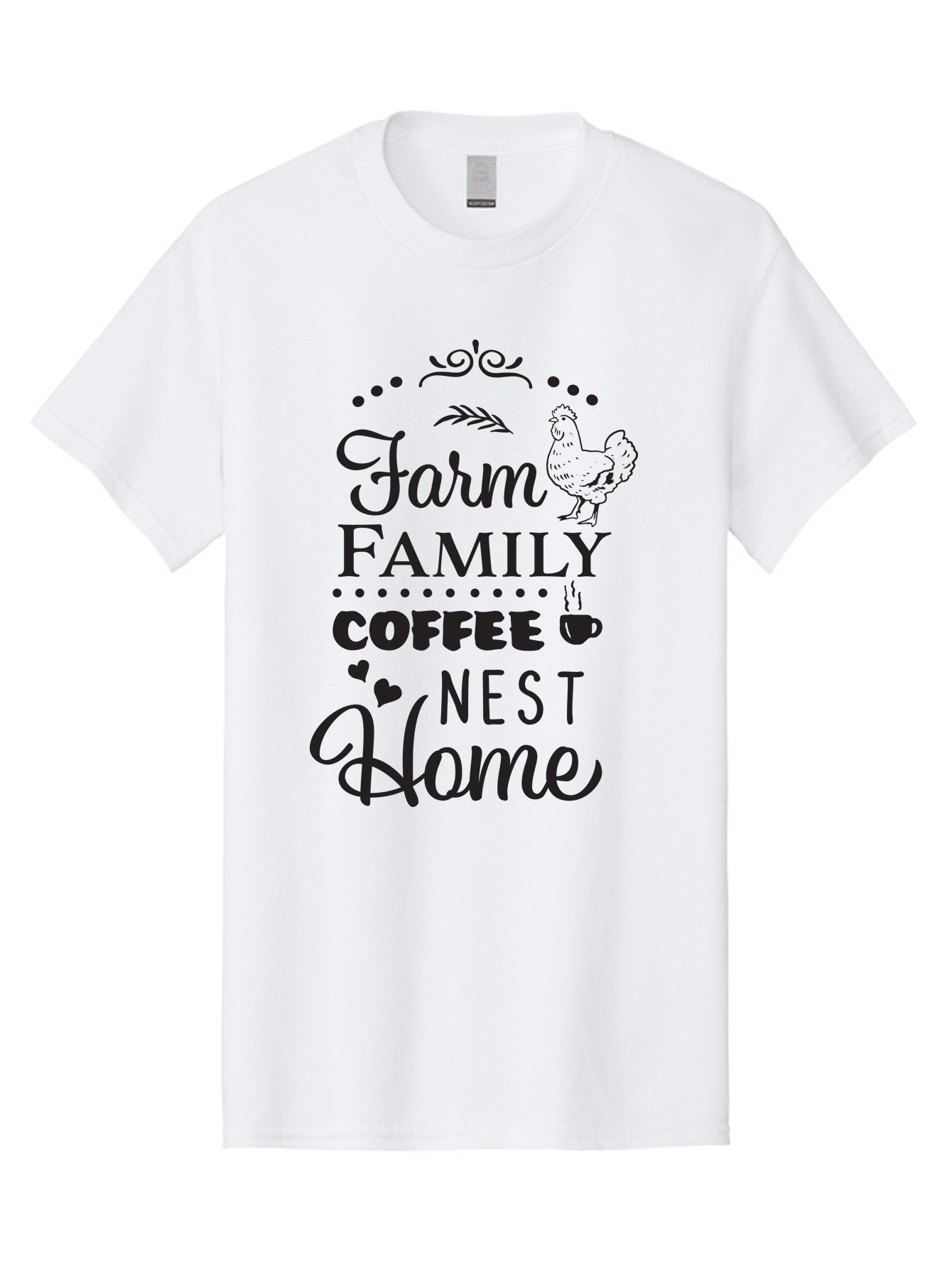 Farm-Family-Coffee-Nest-Home Men'S Graphic Tee, 100% Cotton, Comfortable Casual Summer Wear, Machine Washable, Farmhouse Decor, Family Love, Coffee Lovers, Cozy Home, Chicken Theme, Rustic Charm, Home Sweet Home, Farm Fresh Aac707 8
