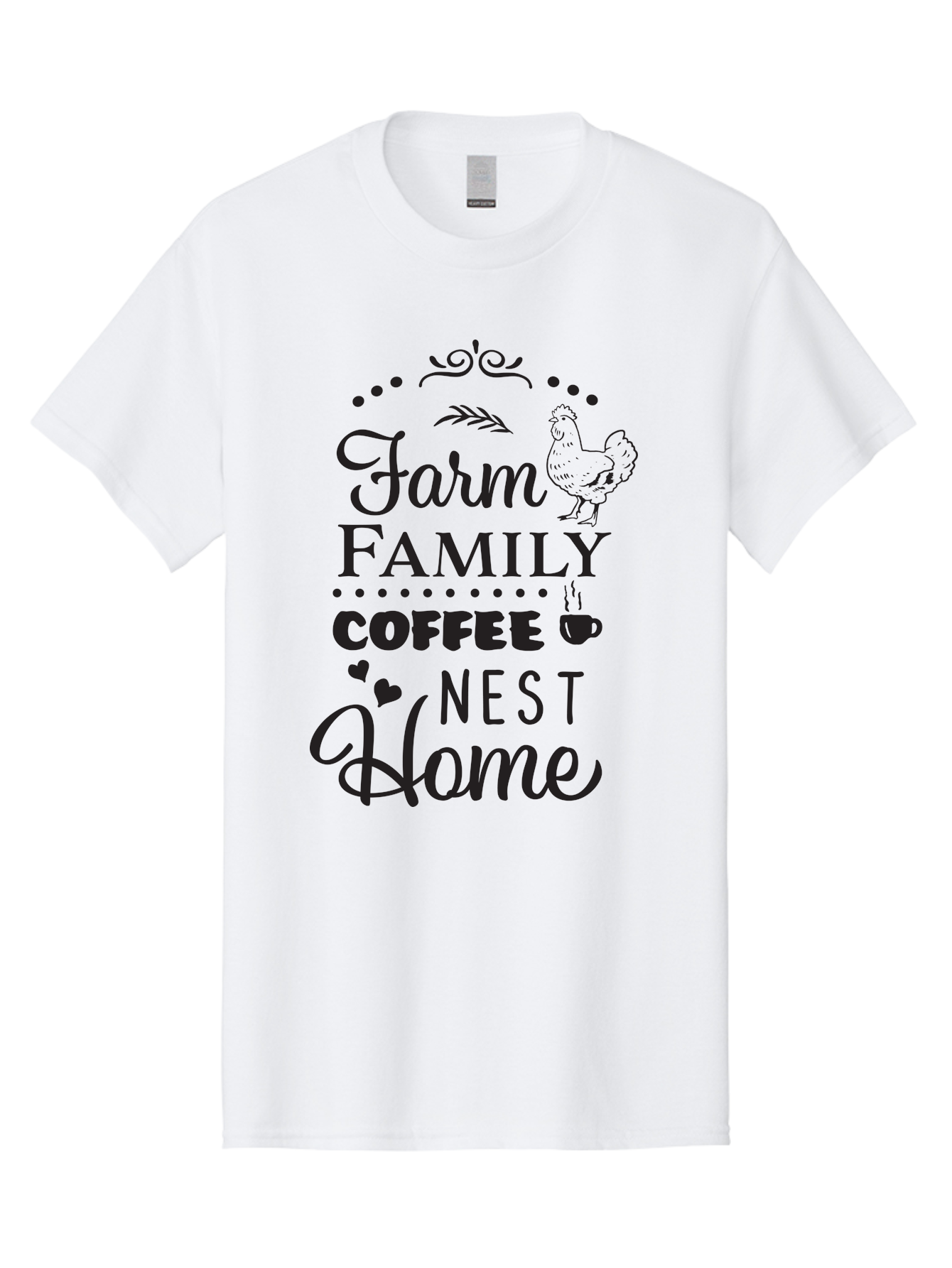 Farm-Family-Coffee-Nest-Home Men'S Graphic Tee, 100% Cotton, Comfortable Casual Summer Wear, Machine Washable, Farmhouse Decor, Family Love, Coffee Lovers, Cozy Home, Chicken Theme, Rustic Charm, Home Sweet Home, Farm Fresh Aac707 11