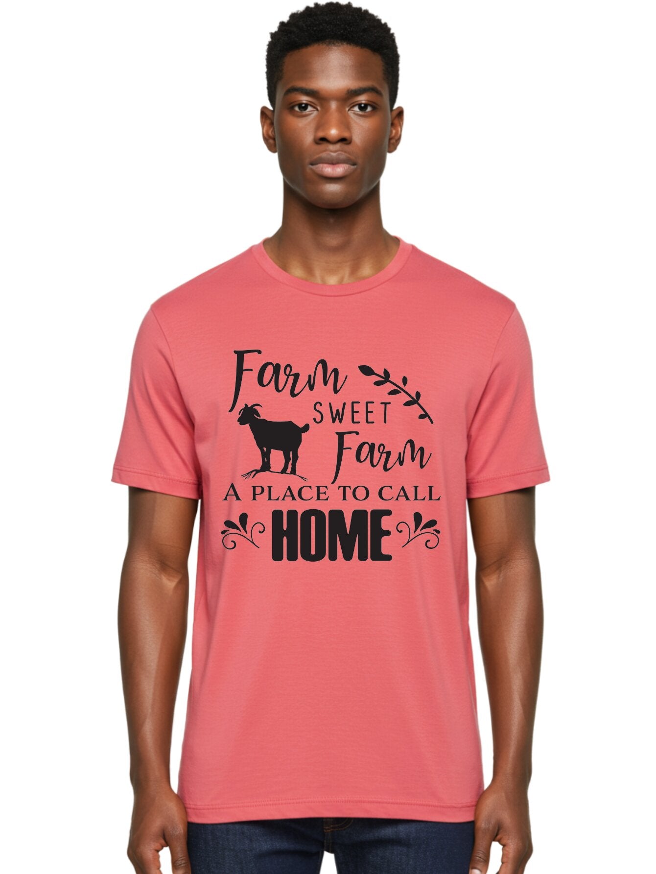 Farm-Sweet-Farm Men'S Graphic Tee, 100% Cotton, Comfortable Casual Summer Wear, Machine Washable, Farmhouse Decor, Rustic Charm, Country Living, Farm Animals, Goat Silhouette, Home Decor, Rural Life, Countryside, Farmhouse Style Aac708 22