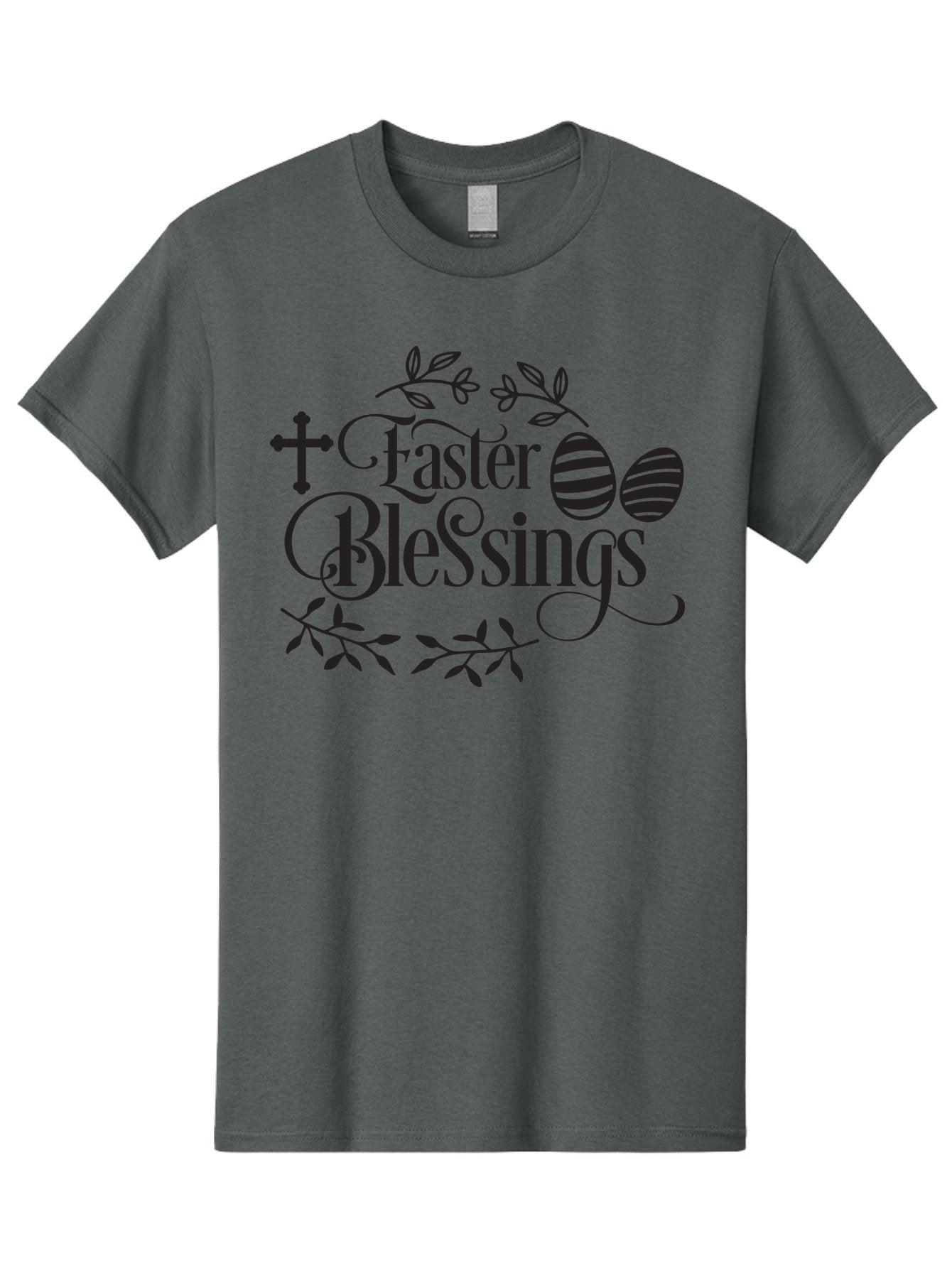 Faster-Blessings Men'S Graphic Tee, 100% Cotton, Comfortable Casual Summer Wear, Machine Washable, Easter Eggs, Easter Blessings, Christian Easter, Decorated Eggs, Spiritual Easter Wishes, Faith-Based Easter Greetings, Easter Cross, Aac709 7