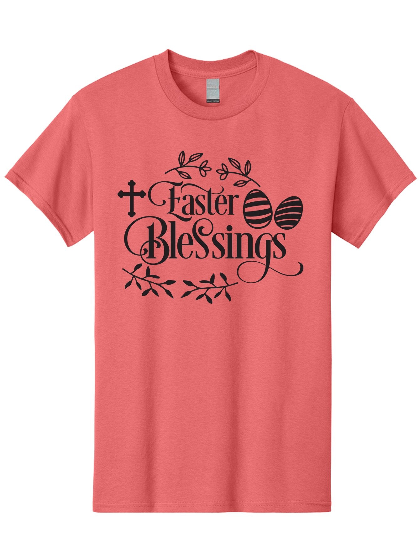 Faster-Blessings Men'S Graphic Tee, 100% Cotton, Comfortable Casual Summer Wear, Machine Washable, Easter Eggs, Easter Blessings, Christian Easter, Decorated Eggs, Spiritual Easter Wishes, Faith-Based Easter Greetings, Easter Cross, Aac709 14