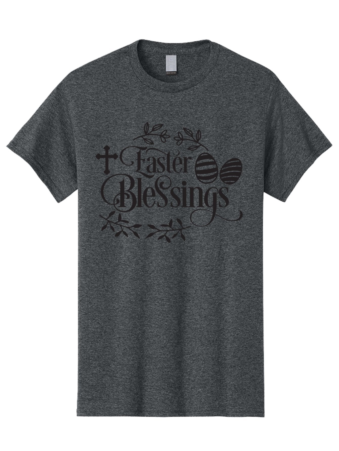 Faster-Blessings Men'S Graphic Tee, 100% Cotton, Comfortable Casual Summer Wear, Machine Washable, Easter Eggs, Easter Blessings, Christian Easter, Decorated Eggs, Spiritual Easter Wishes, Faith-Based Easter Greetings, Easter Cross, Aac709 9
