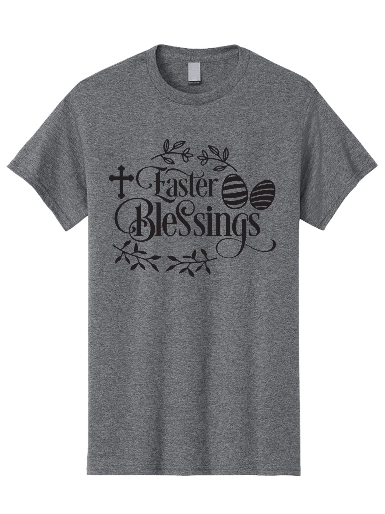 Faster-Blessings Men'S Graphic Tee, 100% Cotton, Comfortable Casual Summer Wear, Machine Washable, Easter Eggs, Easter Blessings, Christian Easter, Decorated Eggs, Spiritual Easter Wishes, Faith-Based Easter Greetings, Easter Cross, Aac709 12