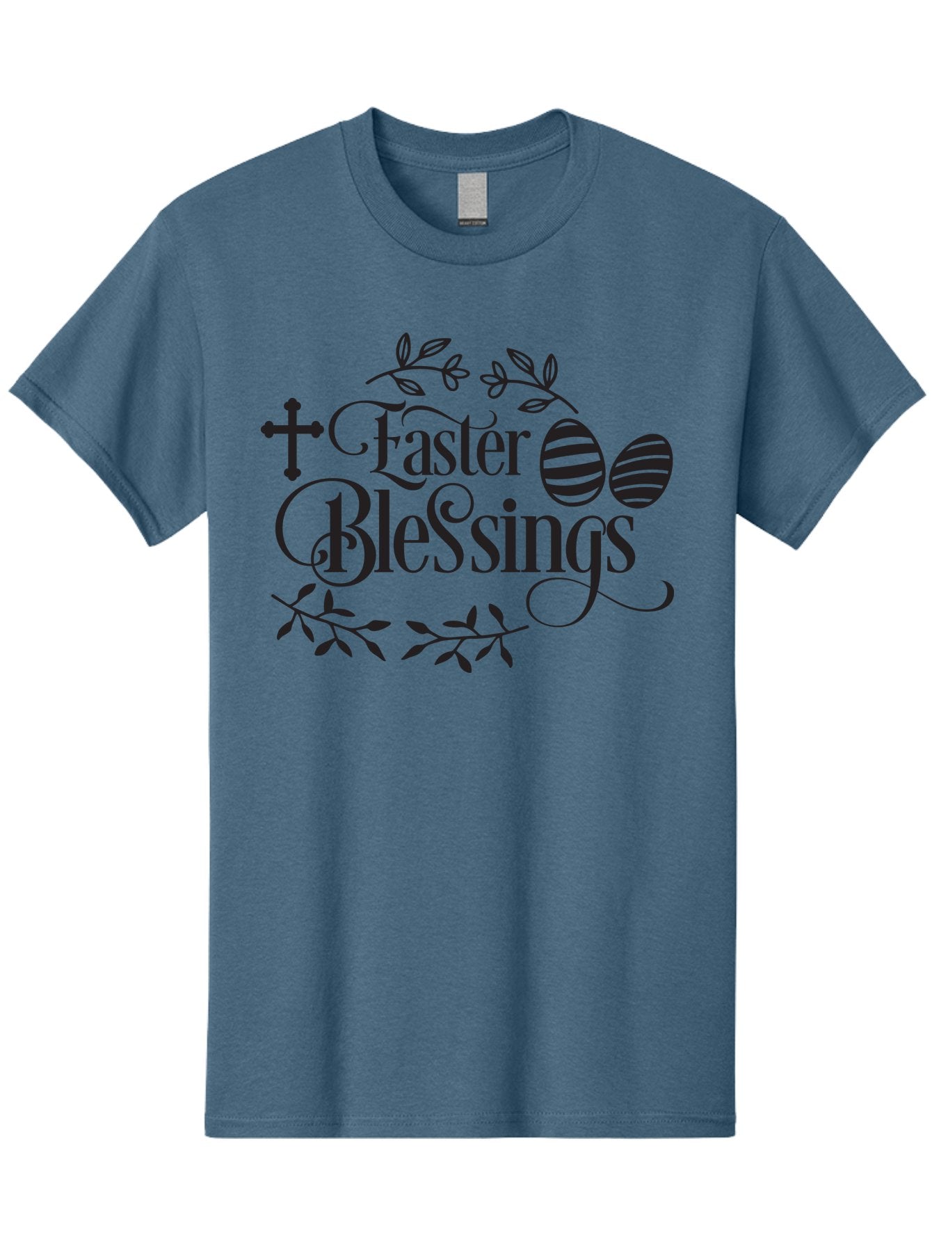 Faster-Blessings Men'S Graphic Tee, 100% Cotton, Comfortable Casual Summer Wear, Machine Washable, Easter Eggs, Easter Blessings, Christian Easter, Decorated Eggs, Spiritual Easter Wishes, Faith-Based Easter Greetings, Easter Cross, Aac709 6