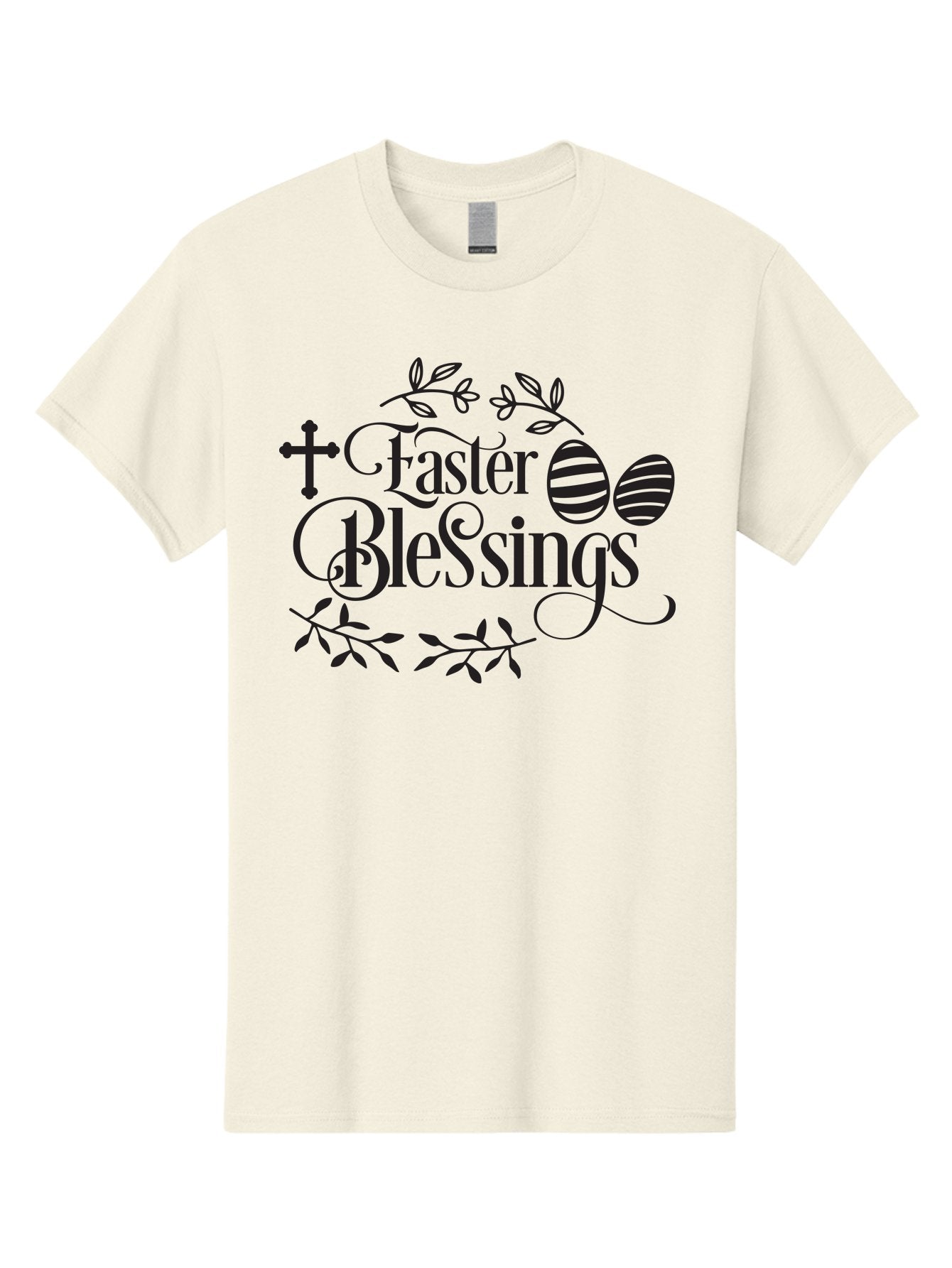 Faster-Blessings Men'S Graphic Tee, 100% Cotton, Comfortable Casual Summer Wear, Machine Washable, Easter Eggs, Easter Blessings, Christian Easter, Decorated Eggs, Spiritual Easter Wishes, Faith-Based Easter Greetings, Easter Cross, Aac709